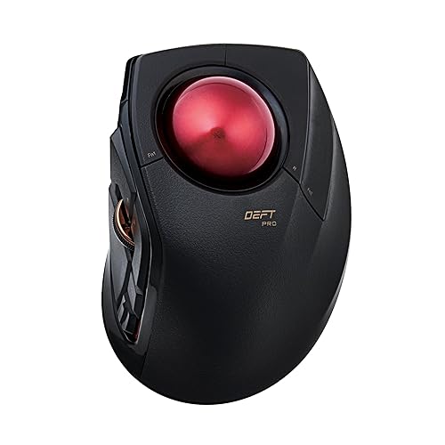 ELECOM DEFT PRO Trackball Mouse, Wired, Wireless, Bluetooth 3 Types Connection, Ergonomic Design, 8-Button Function, Red Ball, Windows11, MacOS (M-DPT1MRXBK) - Trackball Mouse