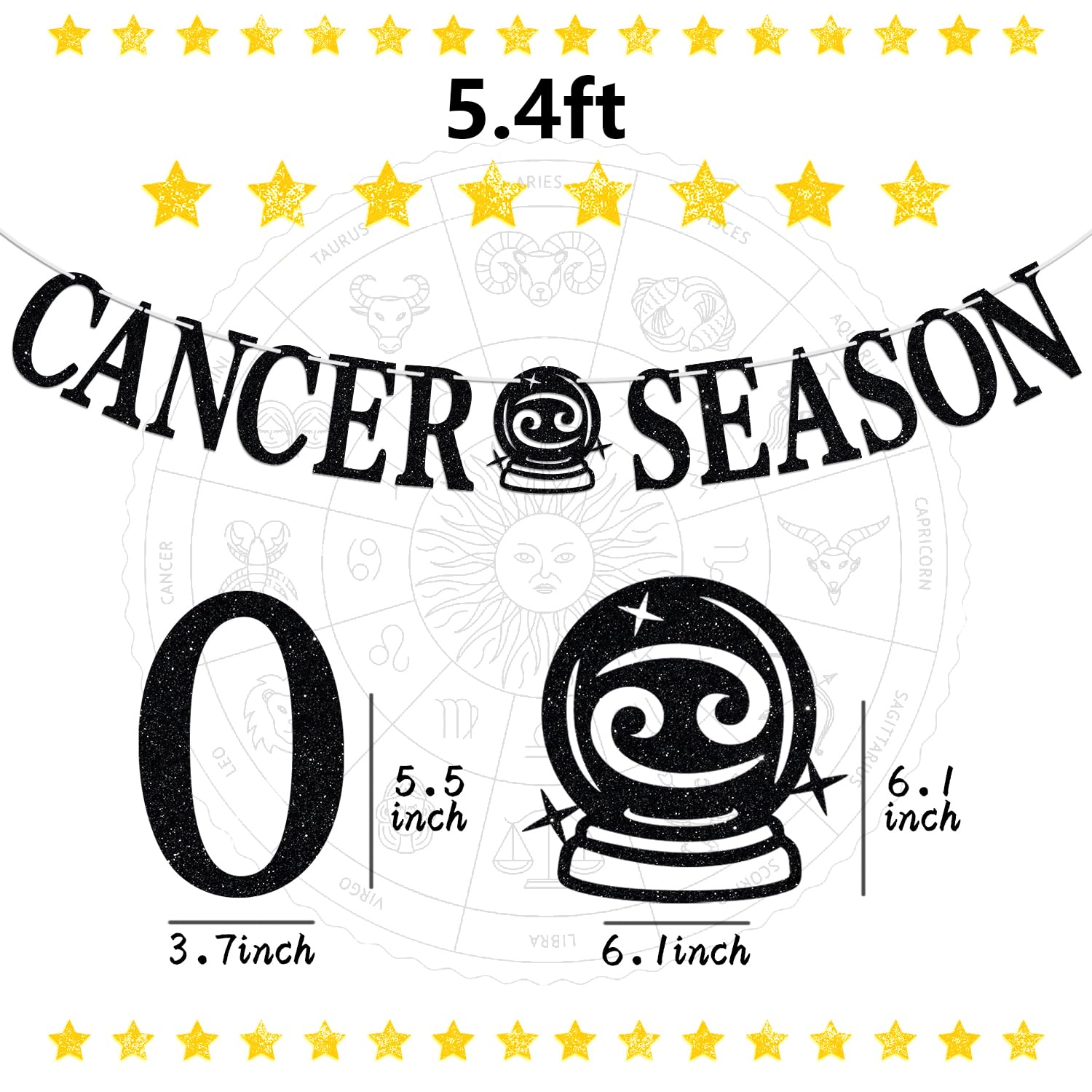 Cancer Geburtstags-Banner – „Big Cancer Energy“ Mit Glitzer, Sternzeichen-Deko Für Die Party
