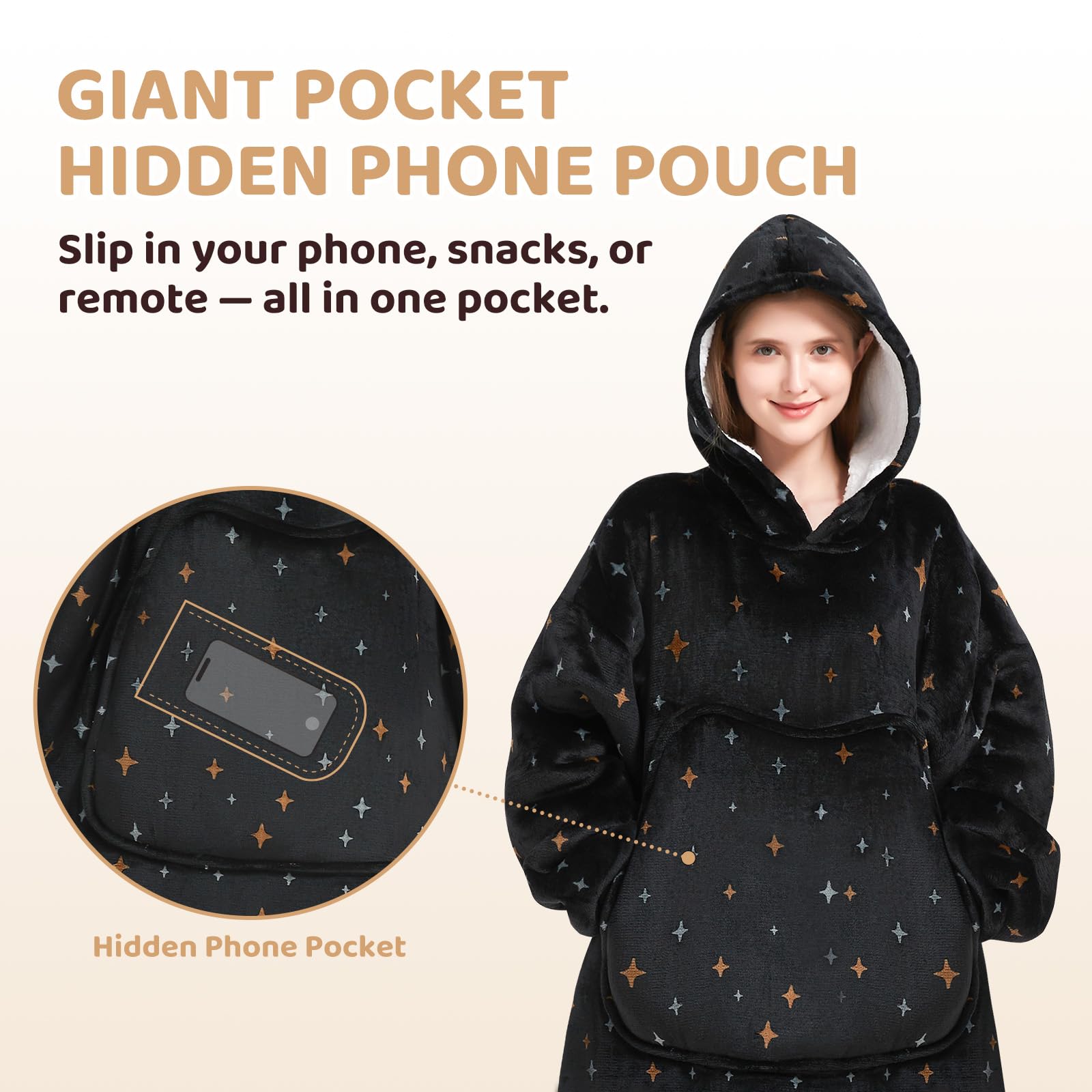 Mewaii Extra Long Oversized Wearable Blanket Hoodie, Super Soft Warm Cozy Flannel Sherpa Hooded Sweatshirt with Giant Pocket - Image 4
