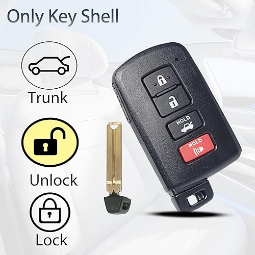 Miniatura 5 de Funda de repuesto para llavero Toyota Avalon Camry Corolla RAV4 Highlander Sequoia 2011 2012 2013 2014 2015 2016 2017 2018 2019 Control remoto sin