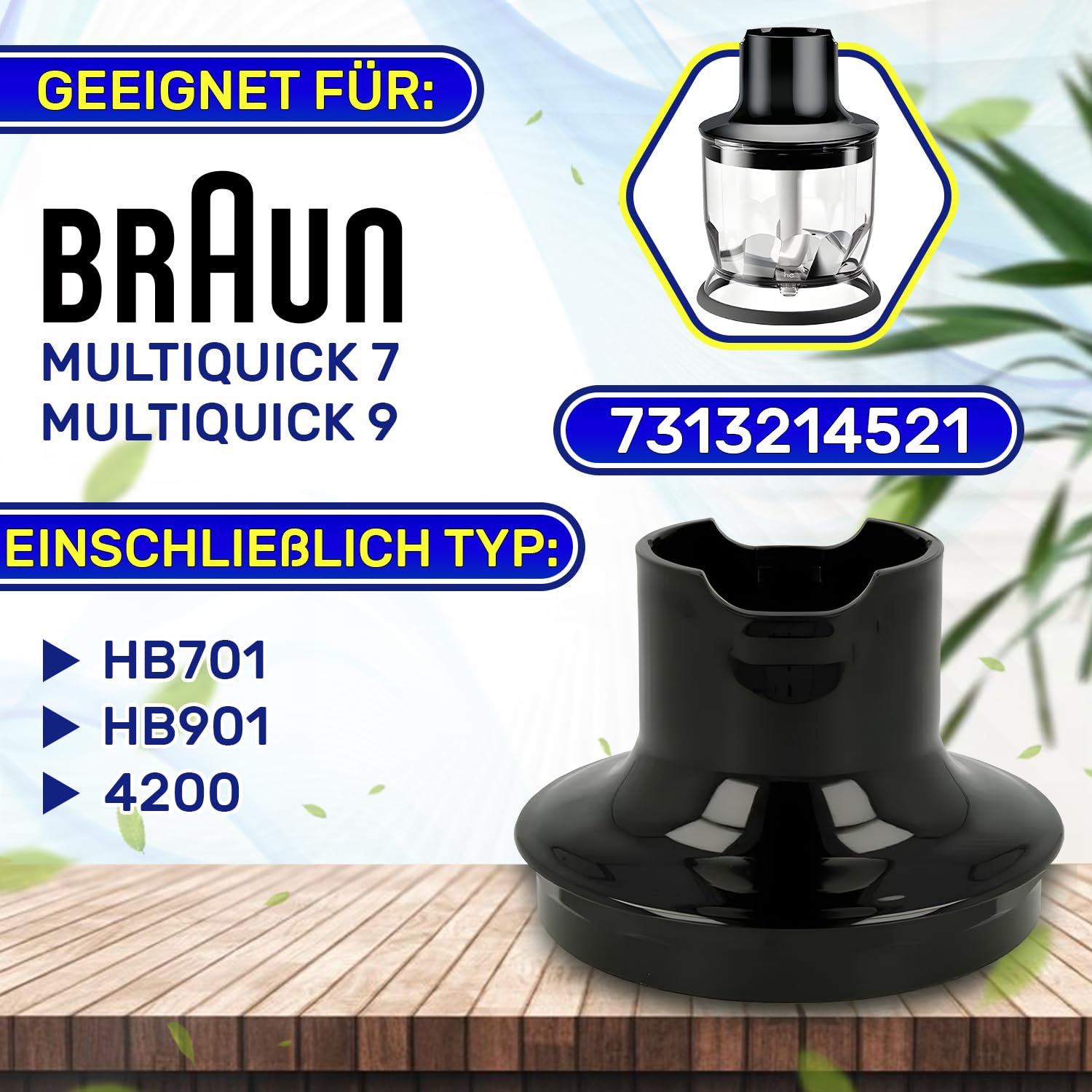 MONTERAL Getriebedeckel für Stabmixer mit Originalcode 7322115434 für den HC 350 ml Behälter für Braun Multiquick - Garantie 10 Jahre