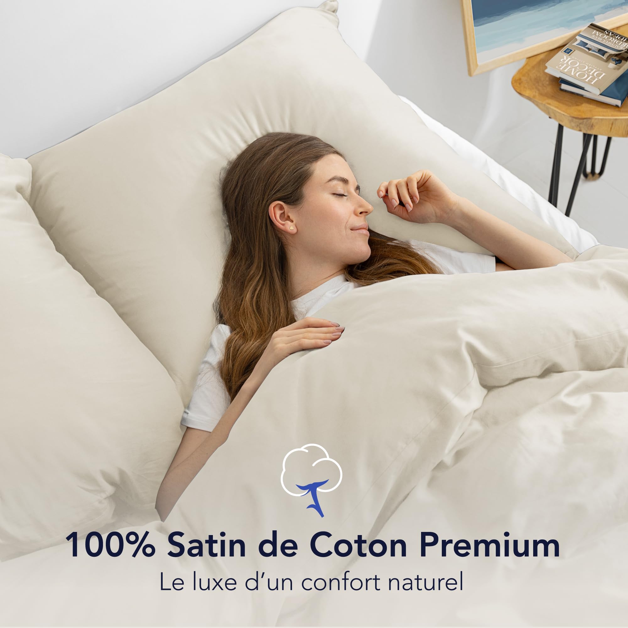 Parure De Lit 3 Pièces Beige Microfibre - Housse Couette 200x220 Cm + 2 Taies 80x80 Cm, Öko-Tex, Infroissable