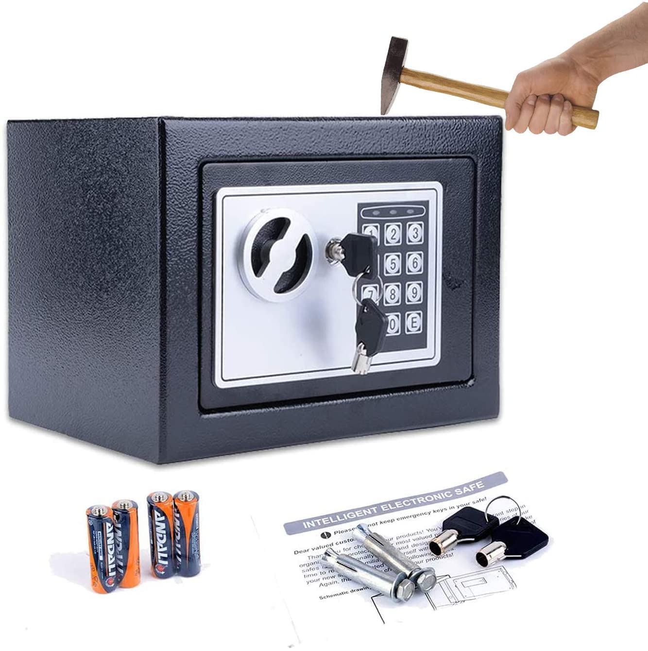 Kixre Fireproof Lock Box, Fireproof Box, Safe, Safes, Safe Box, Safes And Lock Boxes, Money Box, Fire Proof Safety Boxes for Home, Digital Safe Box, Steel Alloy Drop Safe, Includes 2 Keys