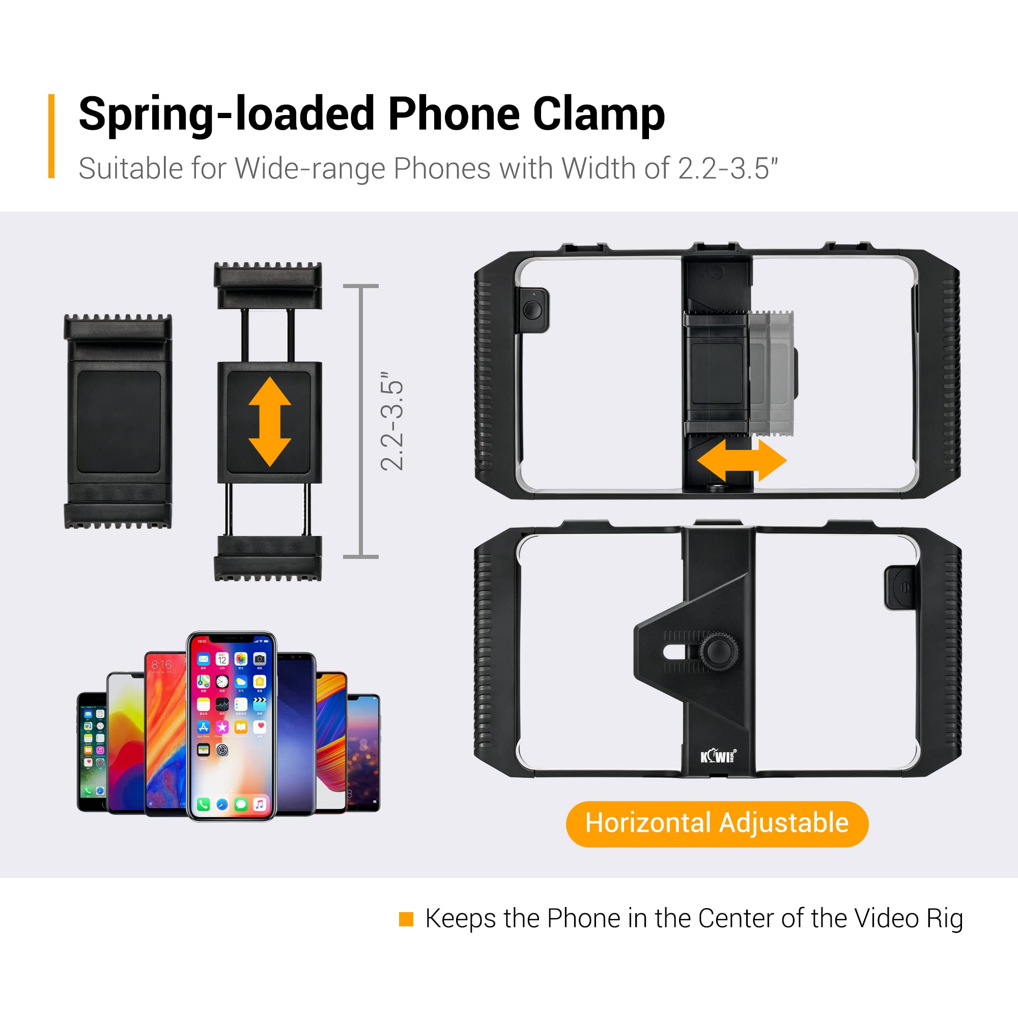 Smartphone Video Rig con Telecomando Wireless + Cinturino da Polso, Stabilizzatore Telefono per iPhone 13 12 Pro Max Andorid, Impugnatura Cage Video per Vlogging Filmmaking YouTube Tiktok Videomaker