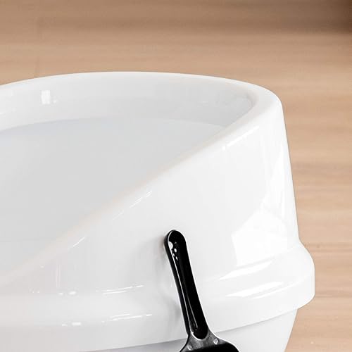 Miniatura 6 de IRIS USA - Bandeja de arena para gatos con parte superior abierta y respaldo alto con cuchara, fácil de limpiar, elegante y elegante sartén de arena