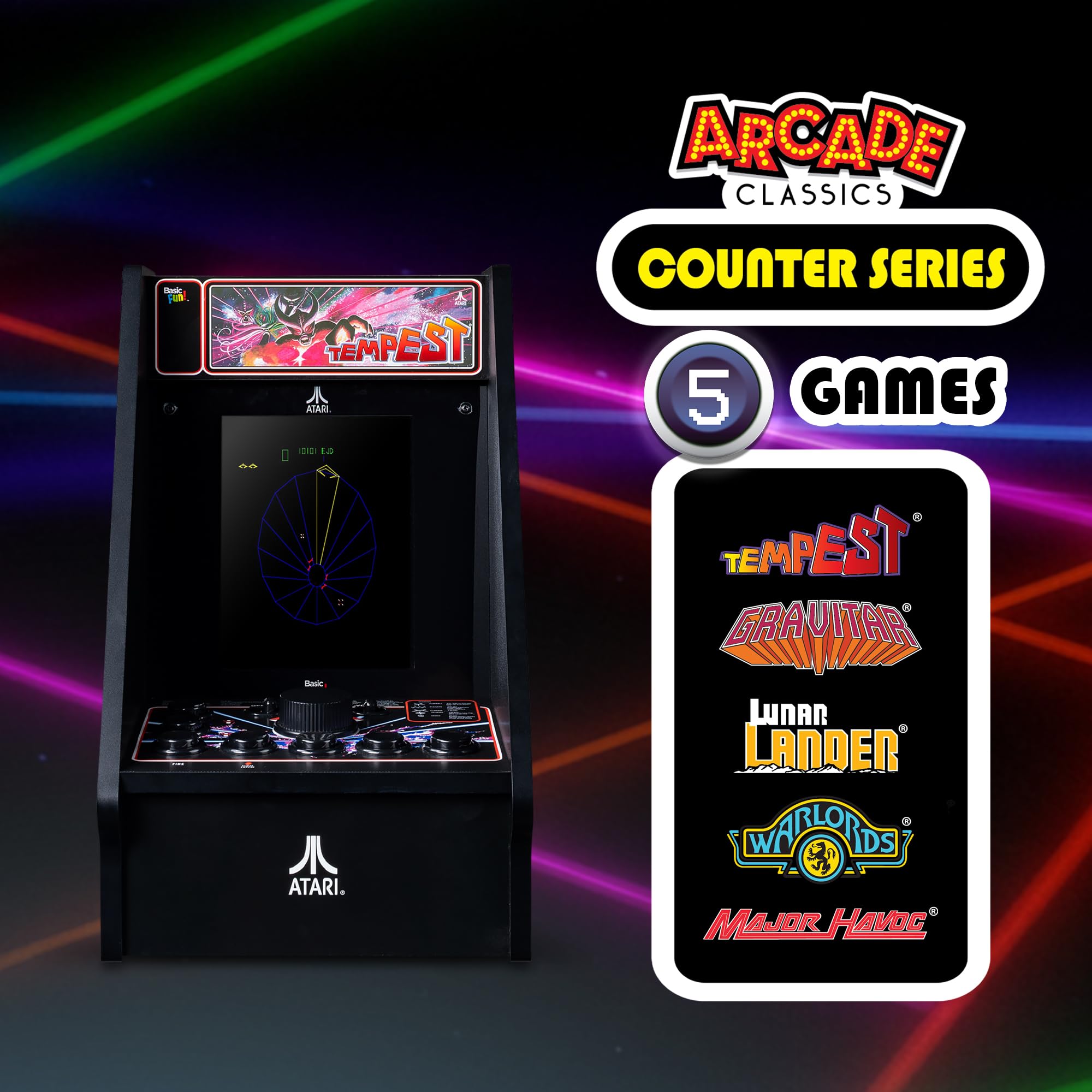 Arcade Classics - Atari Tempest Counter Series Game Machine, 5 Giochi, Schermo a cristalli liquidi da 8 pollici - Mini armadio, gioco portatile, retrò, console da lavoro, decorazione cantina, grotta