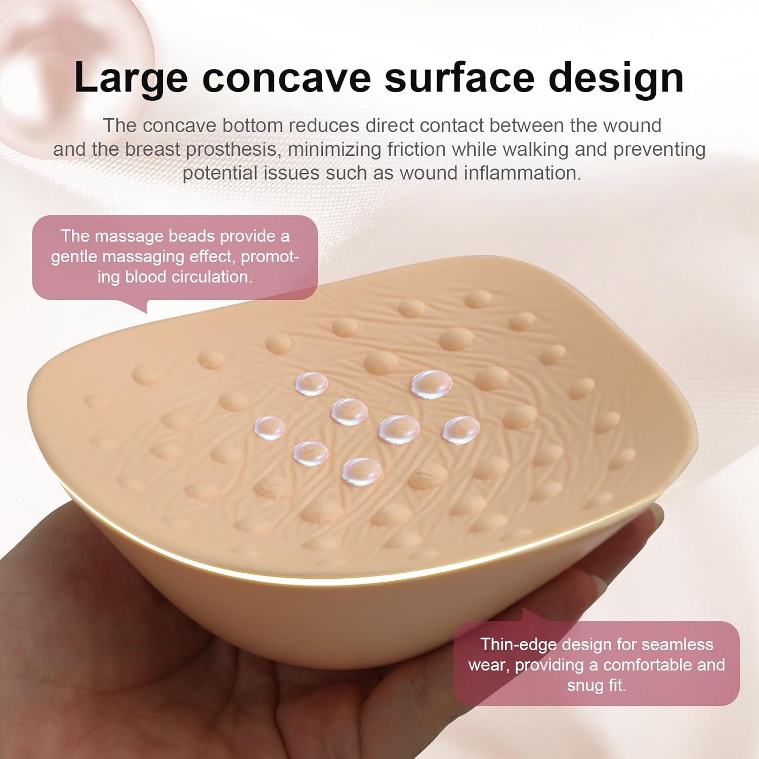 Breast Prosthesis for Mastectomy Women, Massage Post Surgical Breast Forms Triangle Swim Concave Bra Inserts(1 Piece) - Image 2