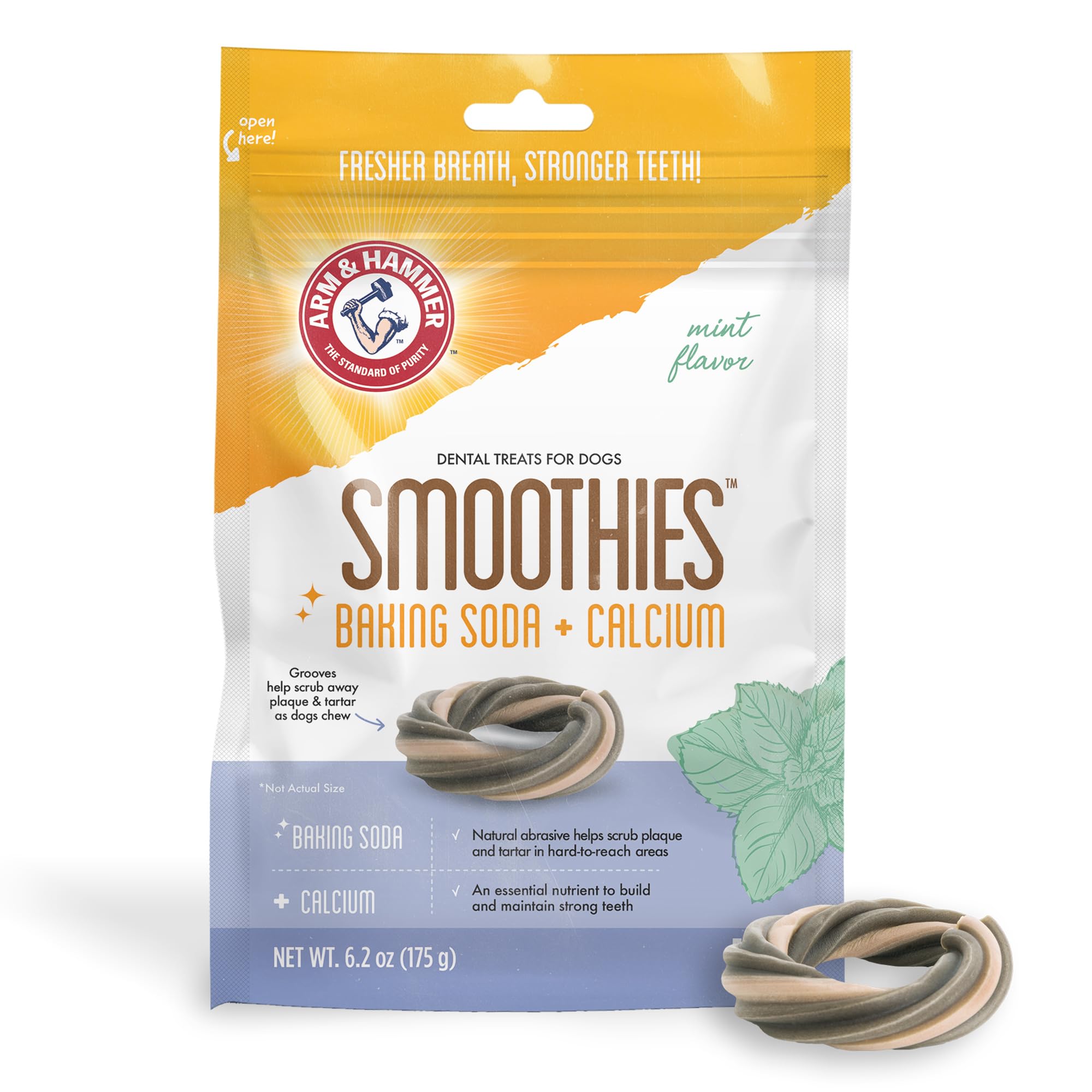 Arm & Hammer for Pets Ringers Dental Treats for Dogs | Dental Chews Fight Bad Dog Breath, Plaque & Tartar Without Brushing | Fresh Mint Flavor, 5 Count