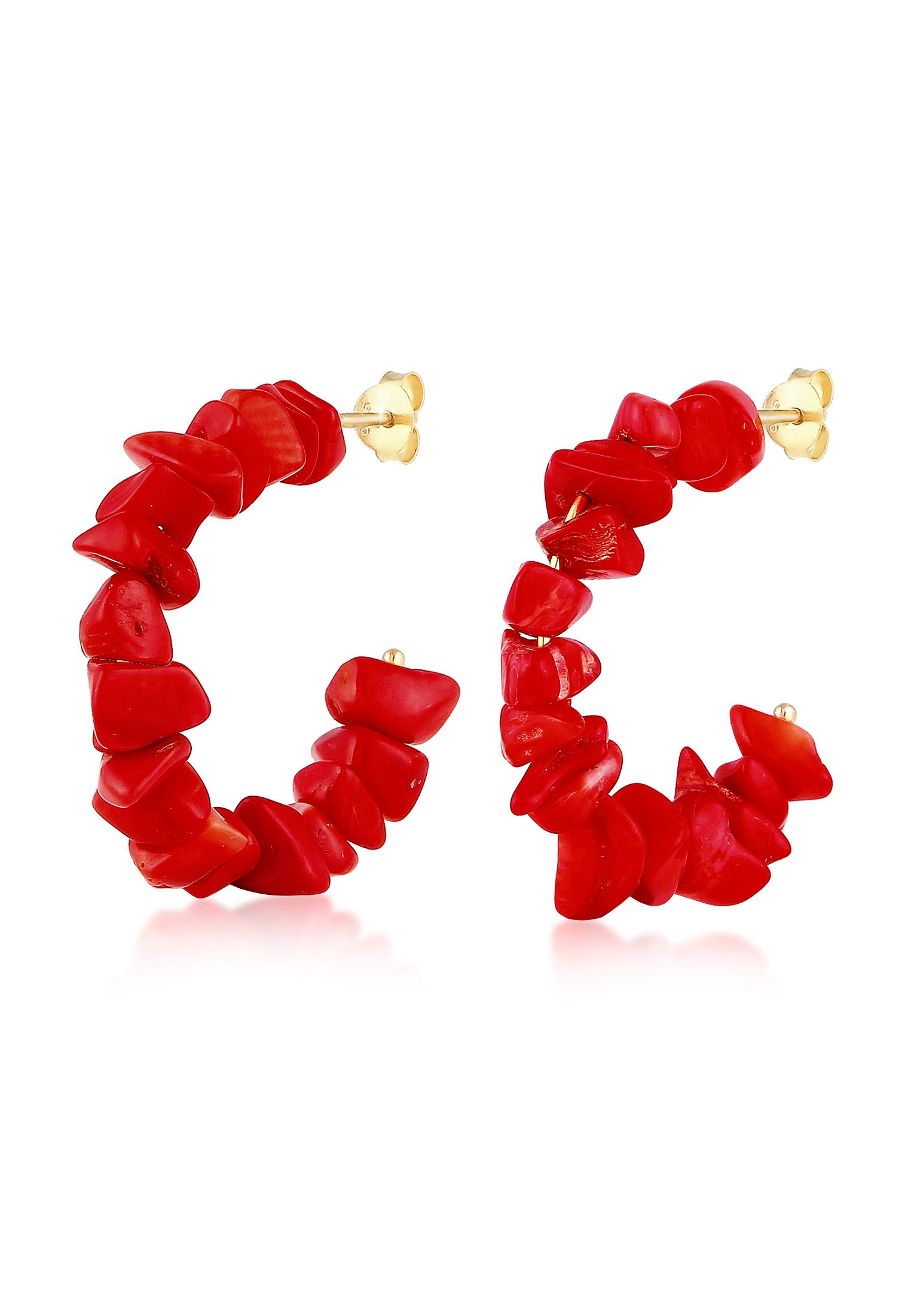 Elli Ohrringe Damen Creolen Rot Koralle Beads 925 Silber