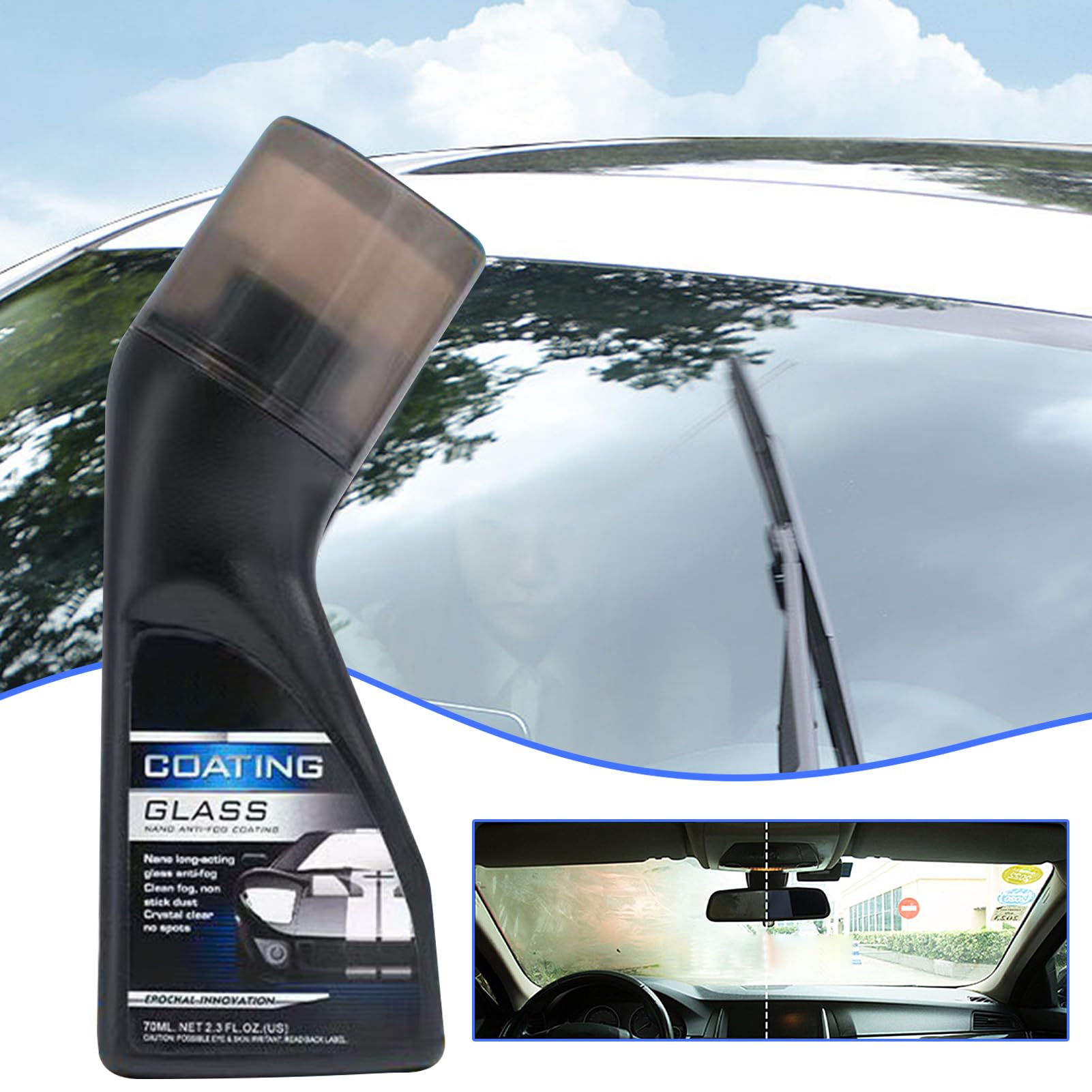 Spray anti-buée pour pare-brise de voiture, 90 ml M-browse-moléculaire agent de revêtement anti-buée, An-ti Fo-g hydrofuges pour pare-brise, rétroviseurs, nettoyant pour vitres de voiture An-ti F-og