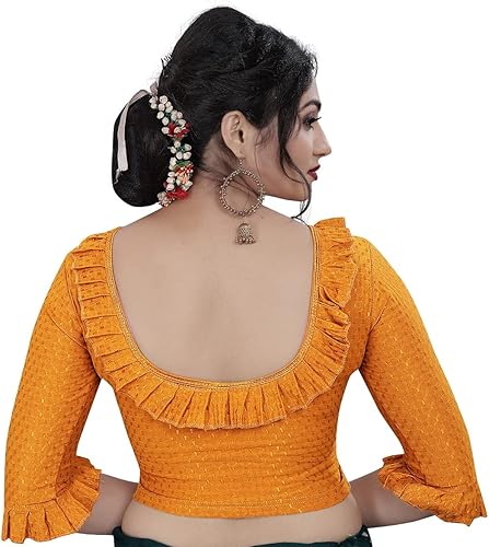 Miniatura 2 de Blusa Sari Sari elástica con mangas 34 jacquard, con volantes, confeccionada para mujer