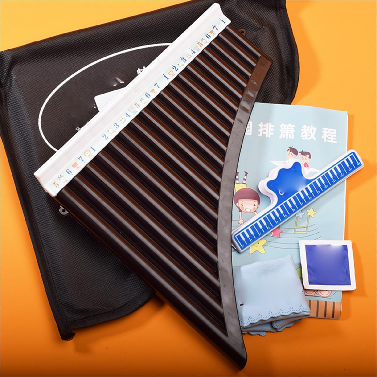 Pan Flute Instrument Resin Panflute 18-tube C-tuned 16-tube Panflute Beginner Panflute Instrument Simple(A,18)