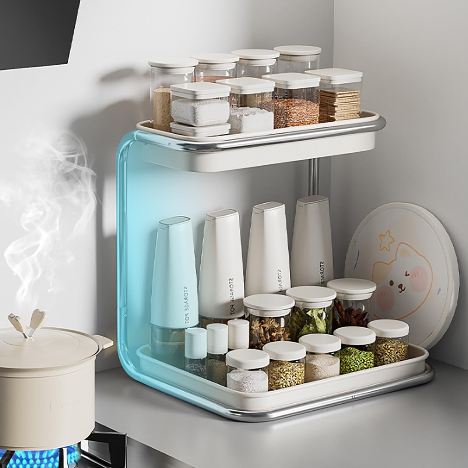 Estante de almacenamiento de 2 capas para armario, encimera, organizador de cajones de especias para baño, cocina, dormitorio, estante de 16,5 cm