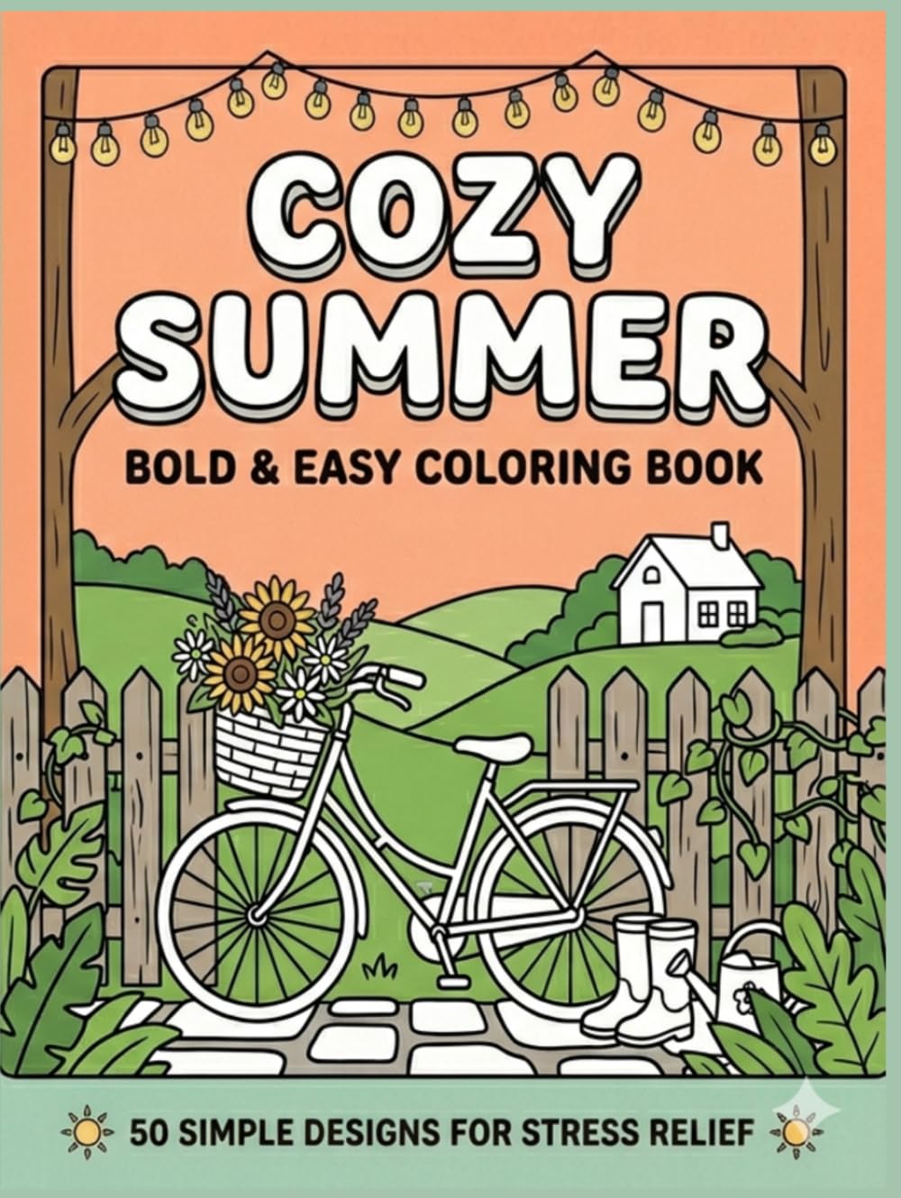 Cozy Summer: A Bold and Easy Coloring Book: 50 Simple and Relaxing Designs for Adults, Teens, and Seniors (The Simply Cozy Collection)