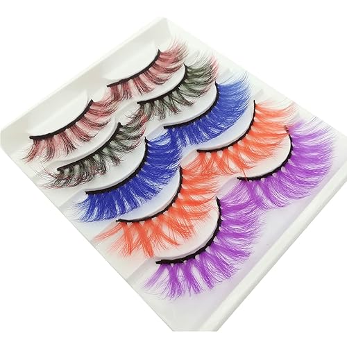 Miniatura 8 de Pestañas de colores para Halloween, Pascua, imitación de visón, pestañas postizas con color, pestañas postizas largas y dramáticas para fiesta,