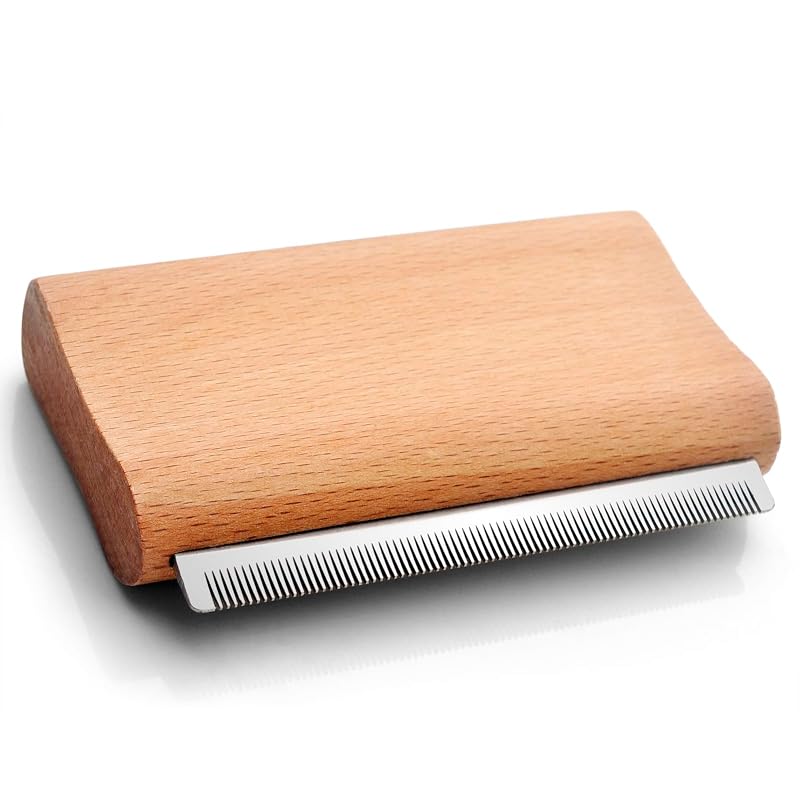 Escova Removedora de Pelos para Cães e Gatos KAIFONG com Dentes de Aço Inoxidável – 10,92 × 6,86 × 2,08 cm, 125 g