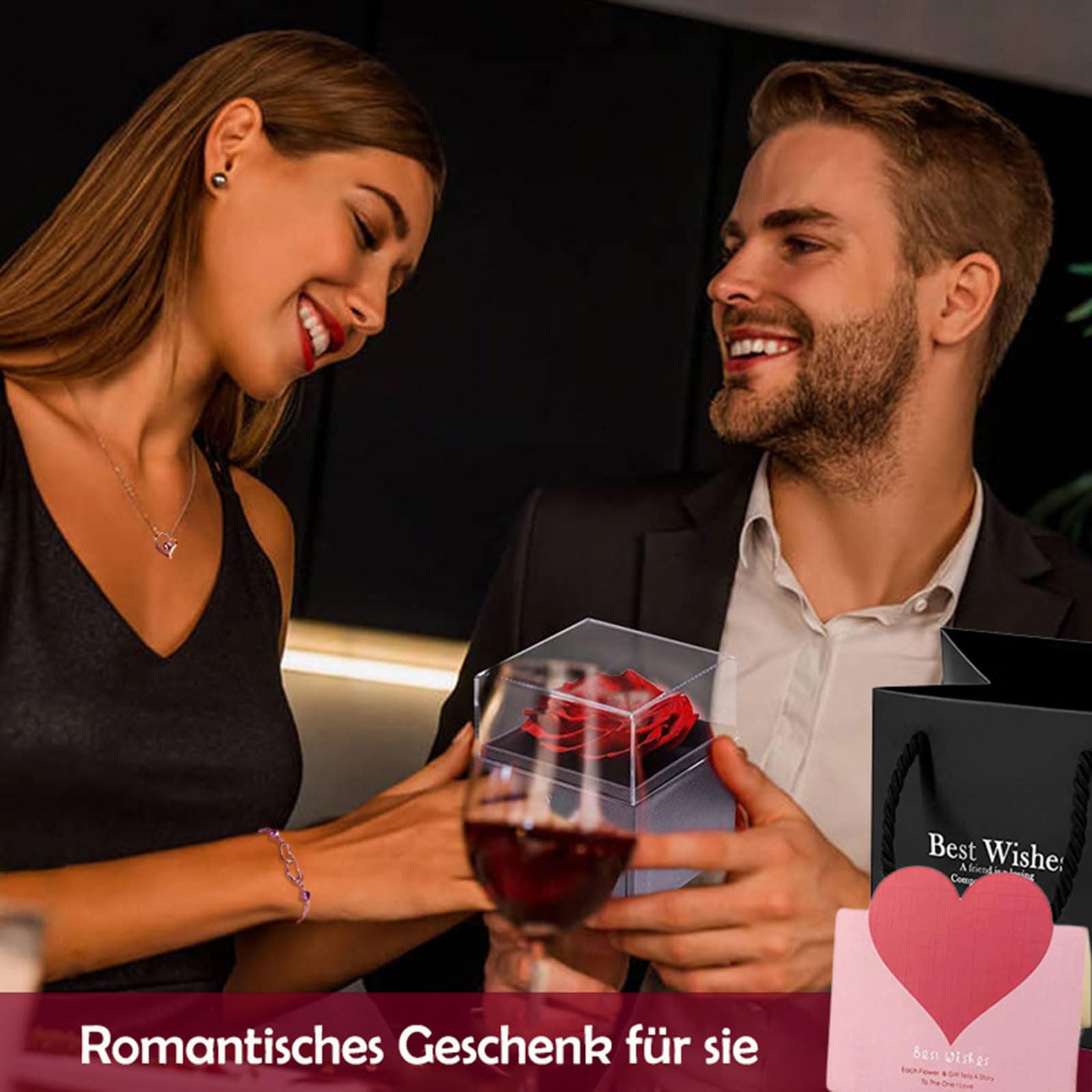 Ewige Rose Geschenkbox Rot,Infinity Rosen, Romantisch Konservierte Rose,Echte Eternal Blumen Für Frauen Women Ehefrau Muttertag Valentinstag Birthday Verlobung Hochzeitstag Jubiläum Christmas