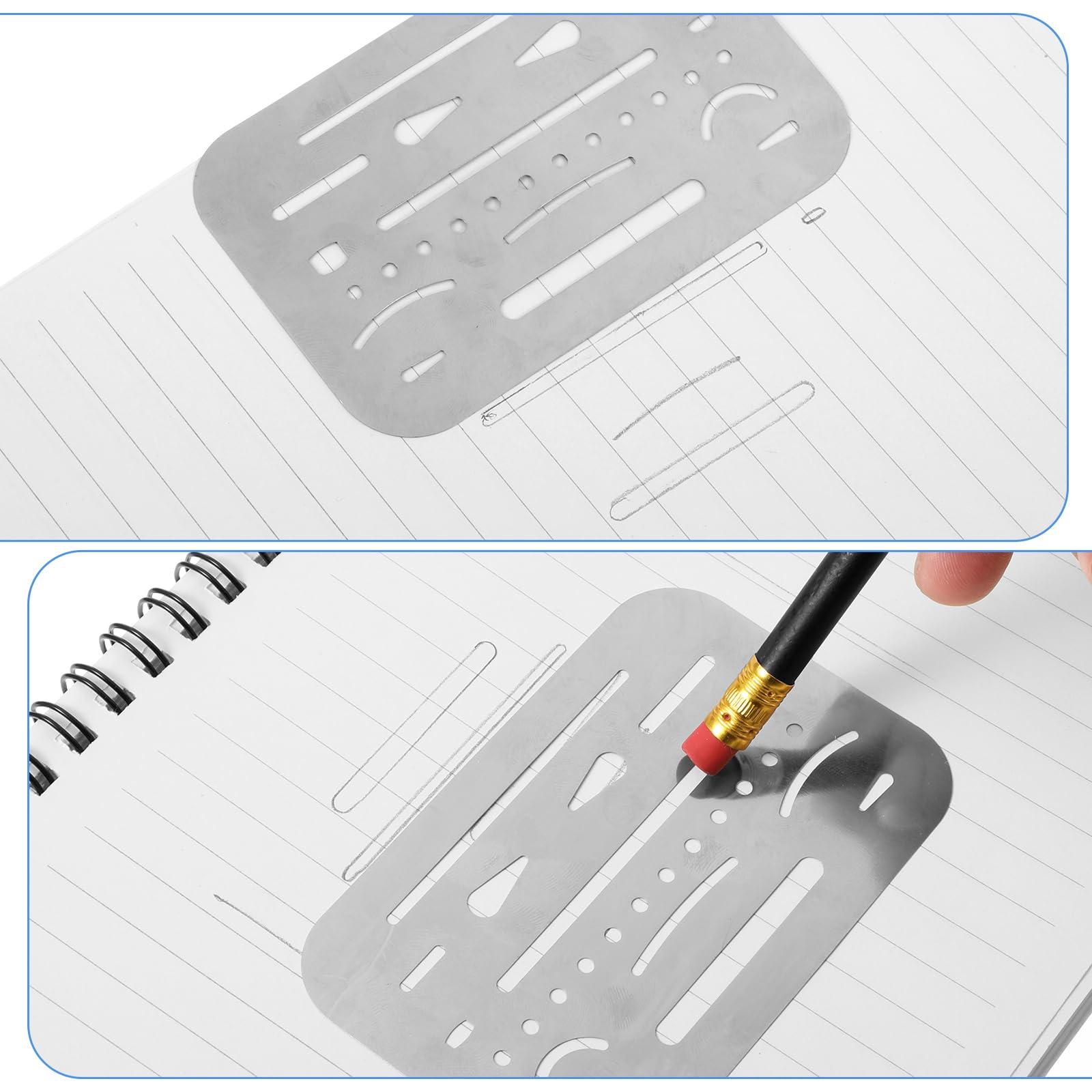 4 Pieces Eraser Shield Eraser Template Drafting, Stainless Steel Drawing Template Metal Drafting Tools Shield Drawing Tools for Mechanical Draw Engineering Design, 4 Designs - Image 4
