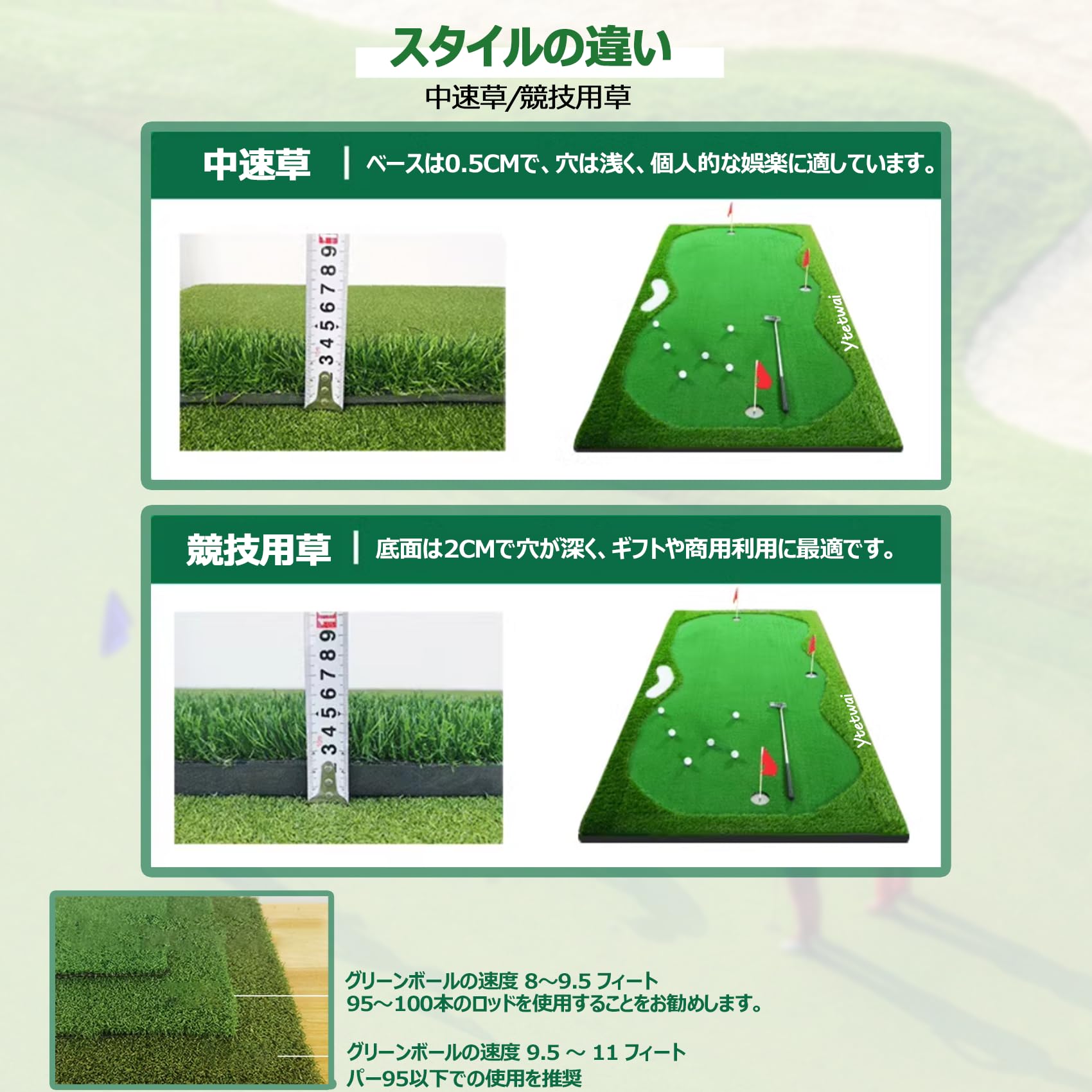 90*200cm、多機能スロープホール付き携帯用グリーンパター 屋内ゴルフ練習用 90*200cm、多機能スロープホール付き携帯用グリーンパター 屋内