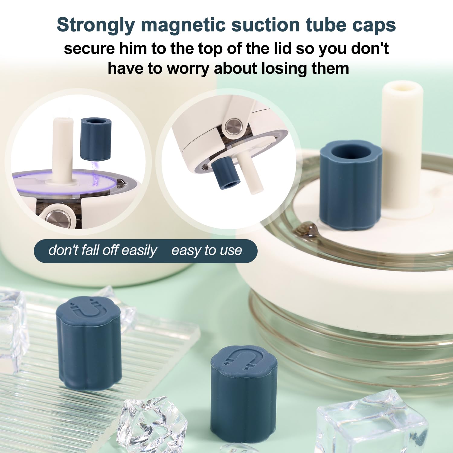 Lyreh 3pz Tappi Magnetici Cannucce per BrüMate, Pratici Copri Tazza in Silicone Magnetico Accessori Compatibili con Tutti Tumbler Era e Resa Perfetti per Arrampicata Picnic (Blu Scuro)