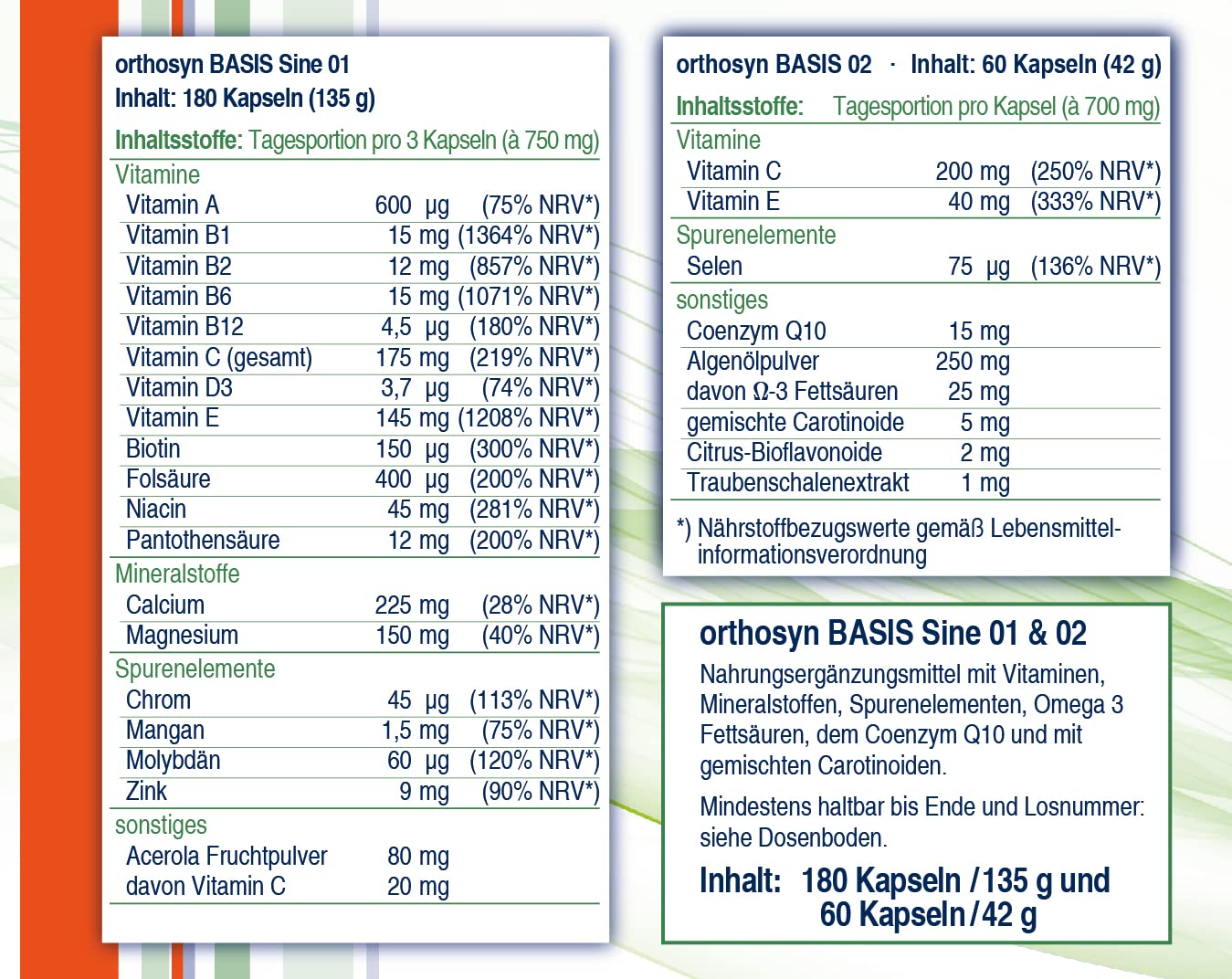 BASIS Sine, 2 Komponenten, 180/60 Kapseln, 60 Tage