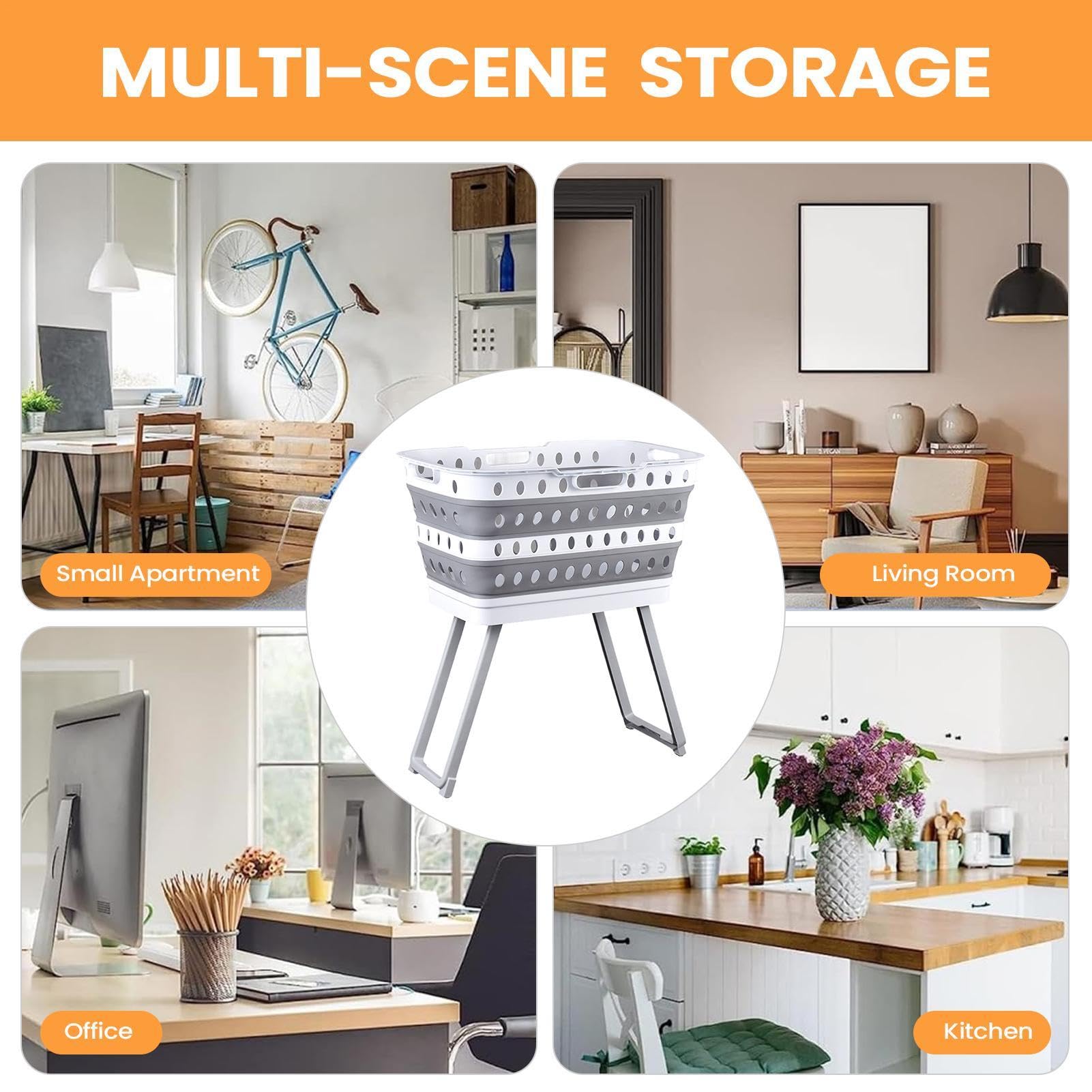 Cestos de Lavandería Cesto de Lavandería Multifuncional Plegable con Patas | Cesta para Ropa Sucia para Baño Universitario Dormitorio Guardería Ropa Interior Lavadero Armario Exterior