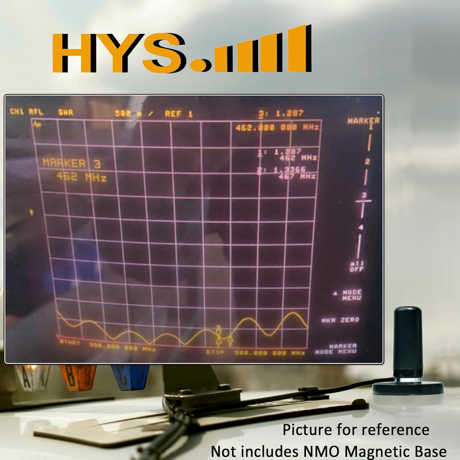HYS Pretuned Low-Profile UHF Band NMO GMRS Antenna, Roof Mount with NMO to UHF PL259, W13'/About 4m RG-58U for 460-470Mhz Amateur Radio