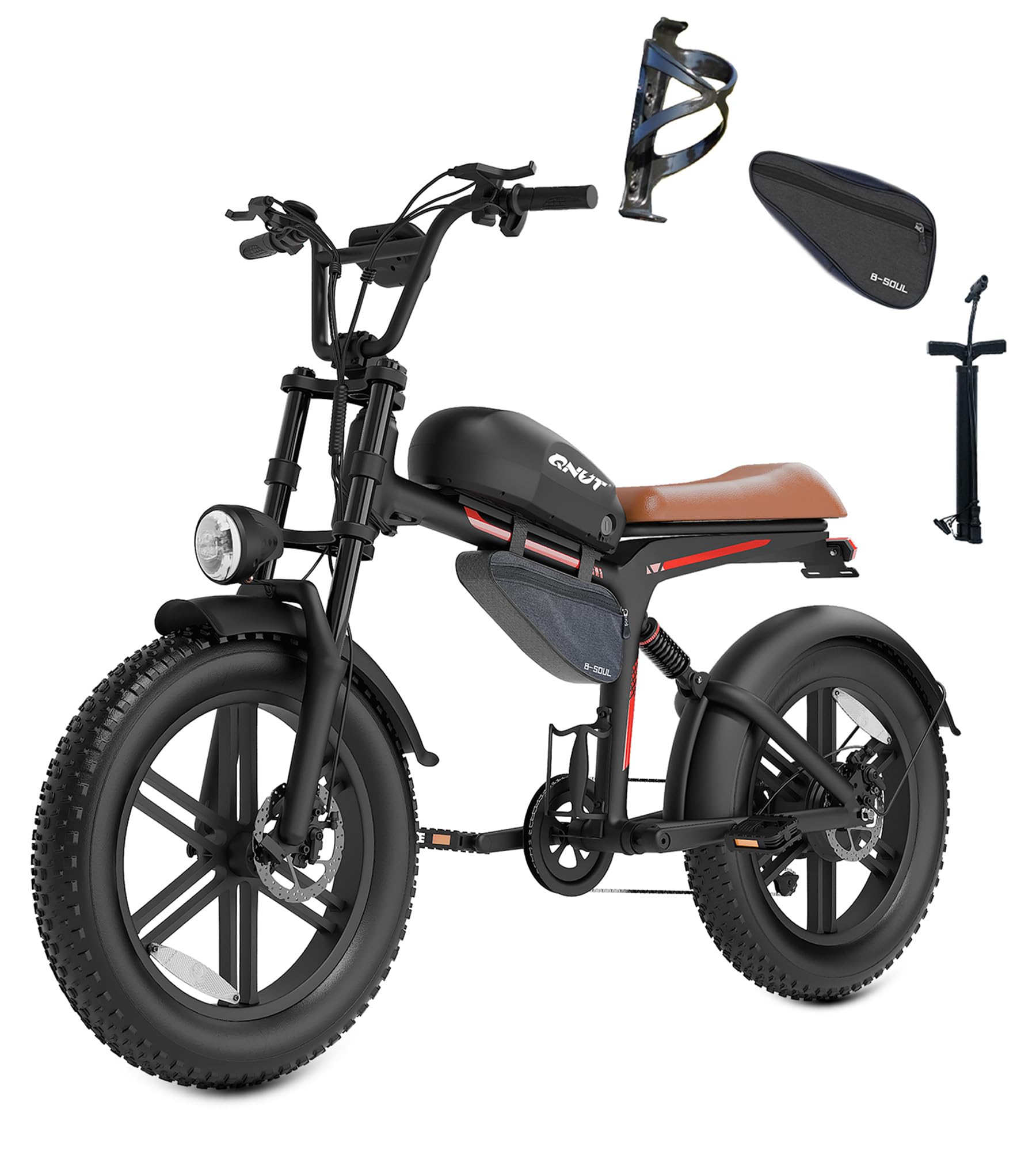 Qnut Electric Bike for Adults 28Mph 1500W, Moped Style Ebike with Fat Tire 48v 18Ah Battery 60 Miles 7 Speed Commuting E-Bike for Men Women Electric Bicycles