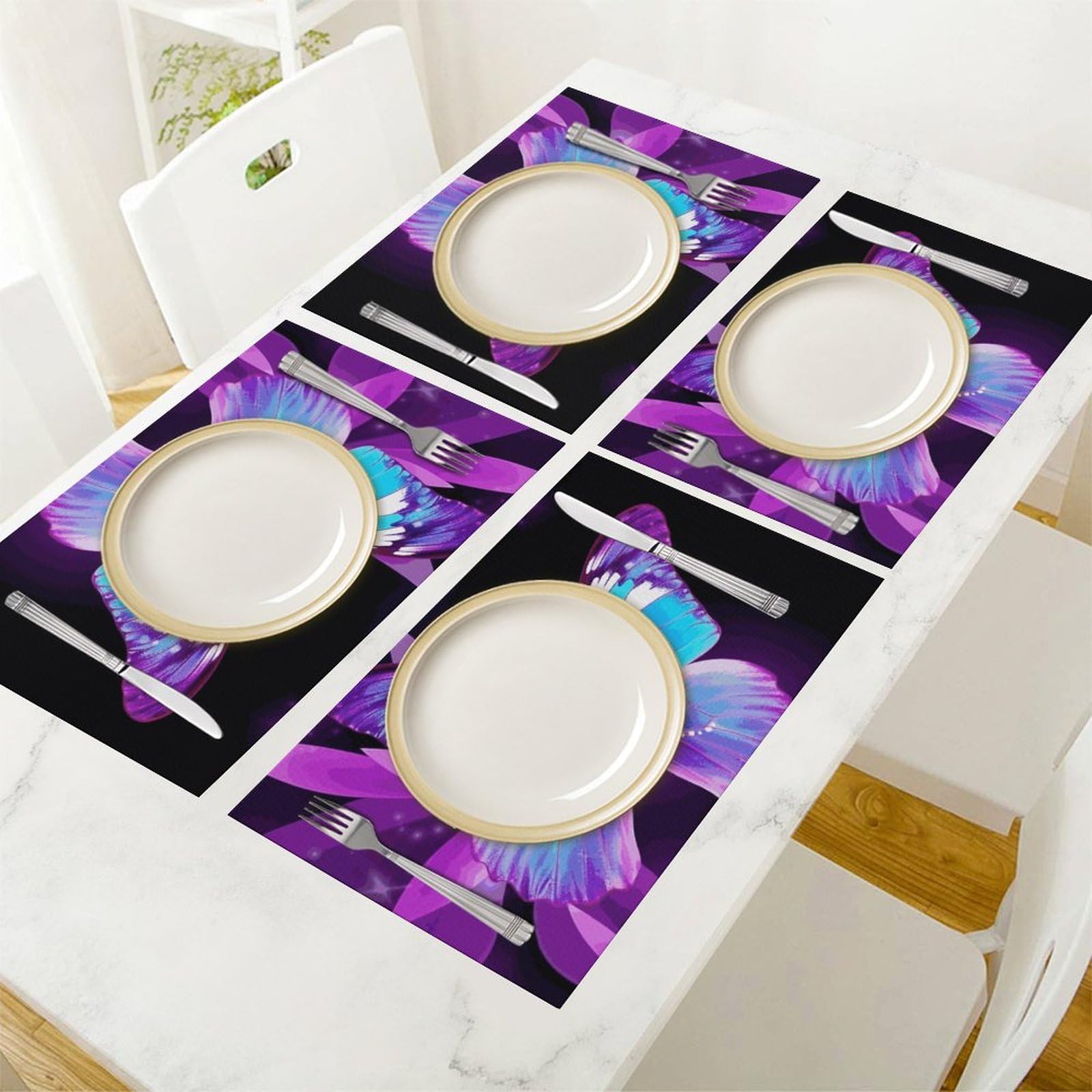 Set di 6 tovagliette all'americana in PVC, lavabili, resistenti al calore, antiscivolo, impermeabili, per interni ed esterni, tavolo da pranzo, cucina, feste e vacanze