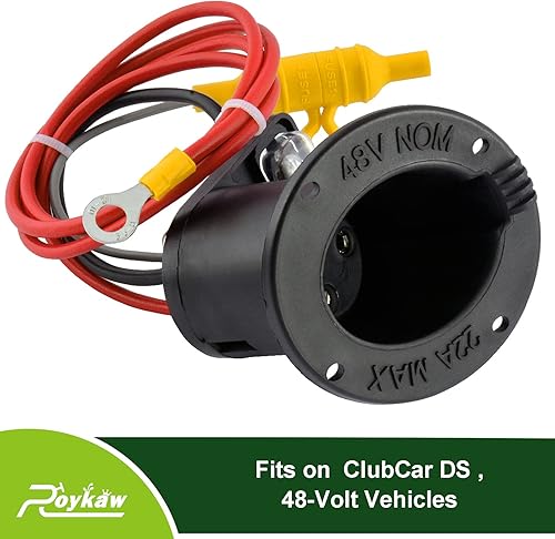 Miniatura 3 de Roykaw Receptáculo de cargador de 48 voltios con reemplazo de conjunto de fusible compatible con modelos eléctricos Club Car DS 2000 en adelante,