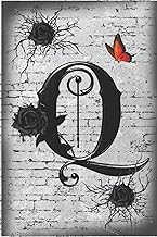Monogram Initial Letter "Q": Personalized (Monogram Initial) , Letter "Q" Sketch Notebook, Writing Journal White - Blank Paper for Drawing, Doodling or Sketching , Black Roses style