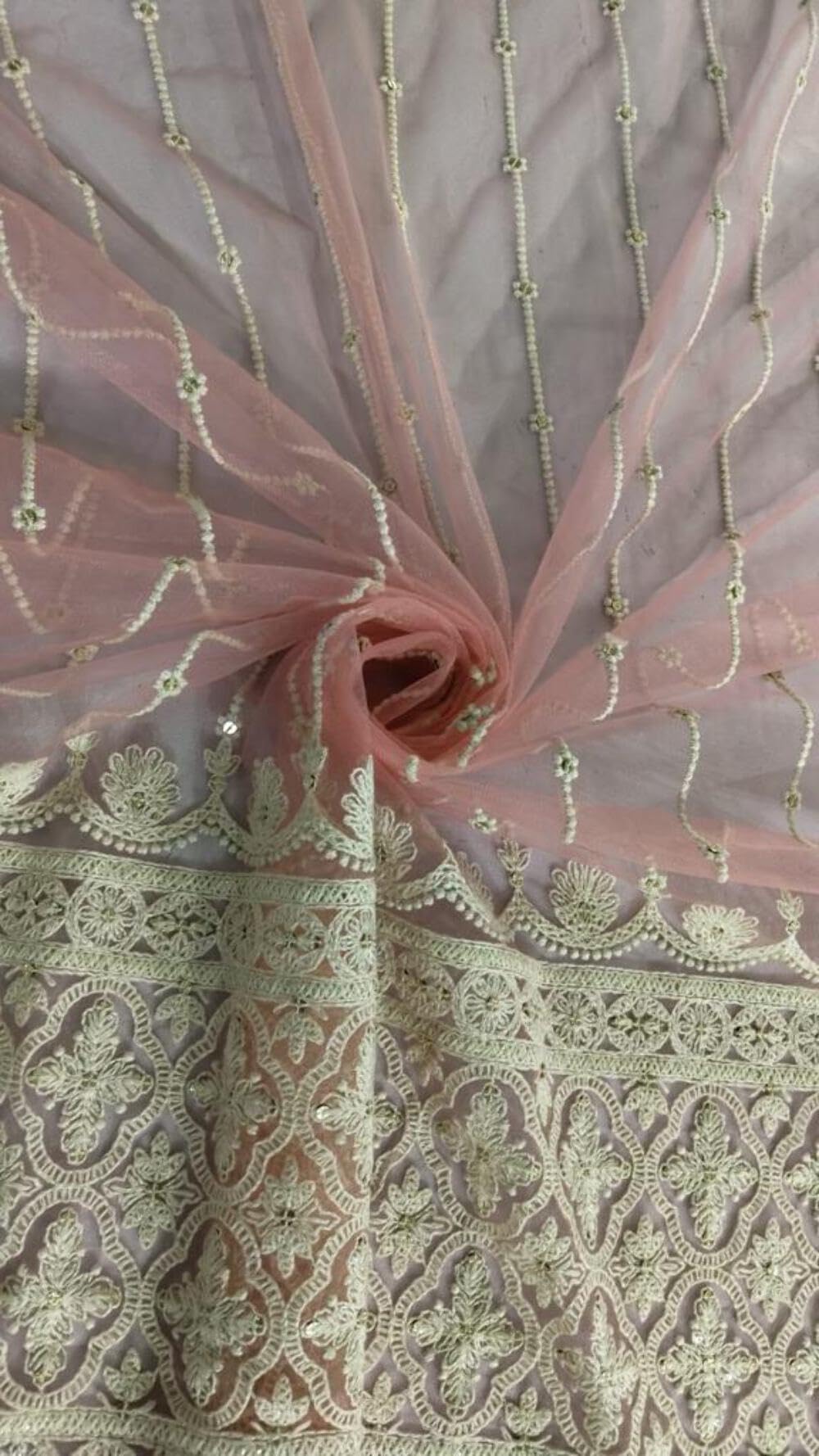 FabricFactoryFabricFactory Designer Unstitched Semi Silk Dyeable Lehenga Choli by The Yard Baby Pink by The Yard