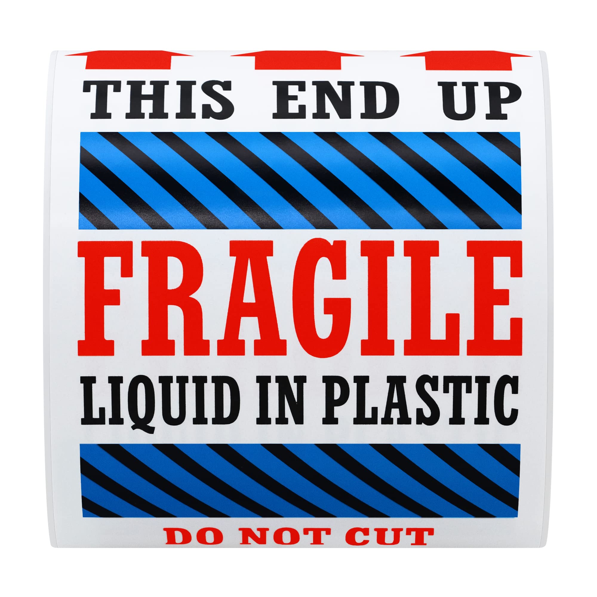 7,6 x 12,7 cm Fragile This End Up Autocollants liquides en plastique Do Not Cut Étiquettes d'expédition – 100 autocollants par rouleau (10 rouleaux)