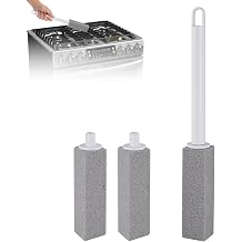 Pumice Stone for Cleaning Stove, 3 Packs Pumice Stone with Handle, Freely Trim for Easier Corner Cleaning, Extra-Long Handle, with Hanging Storage Hole, for Cleaning Stove, Grill, Kitchen Stains
