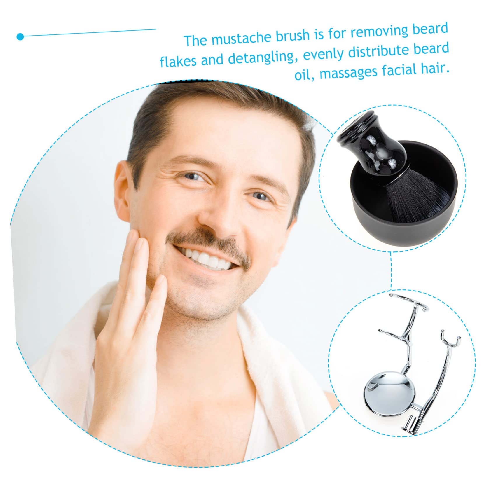 MAGICLULU Pennello e Ciotola da Barba Uomo Pennello da Tazza da Barba Kit per Rimuovere Scaglie e Districare del Viso Supporto Incluso