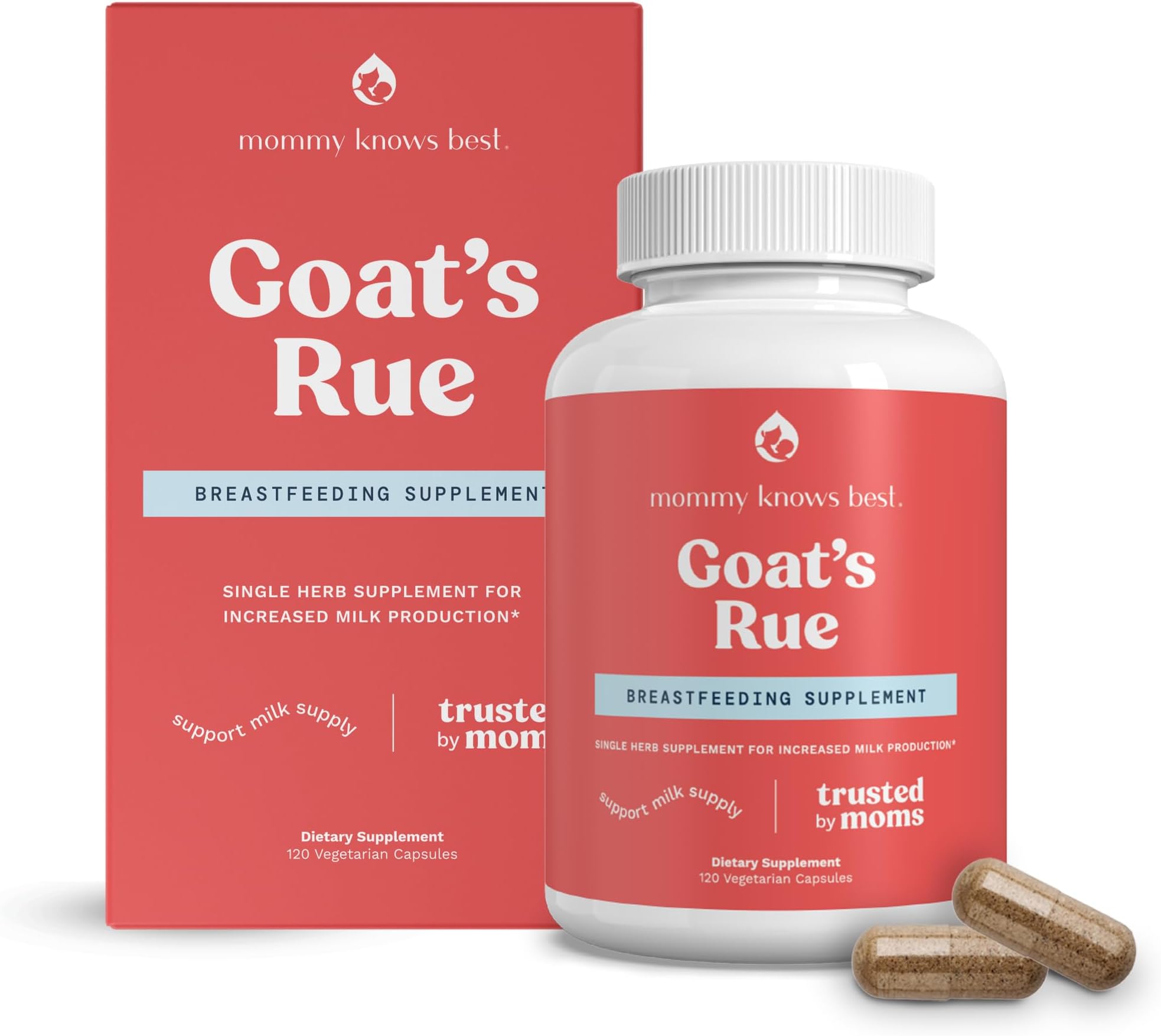 Mommy Knows Best Goats Rue Lactation Aid Support Supplement for Breastfeeding Mothers - 120 Vegetarian Capsules
