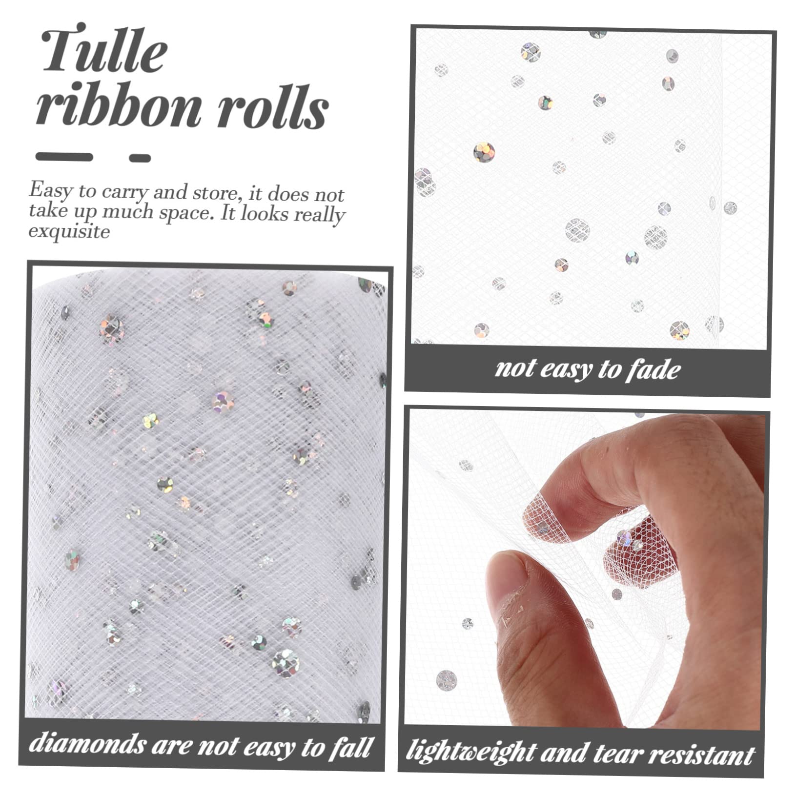 SEWACC 5rouleaux Roll De Tulle Pailleté Sequins Pour Jupe Tutu Yards De Tissu Décoratif Pour Mariage Anniversaire Et