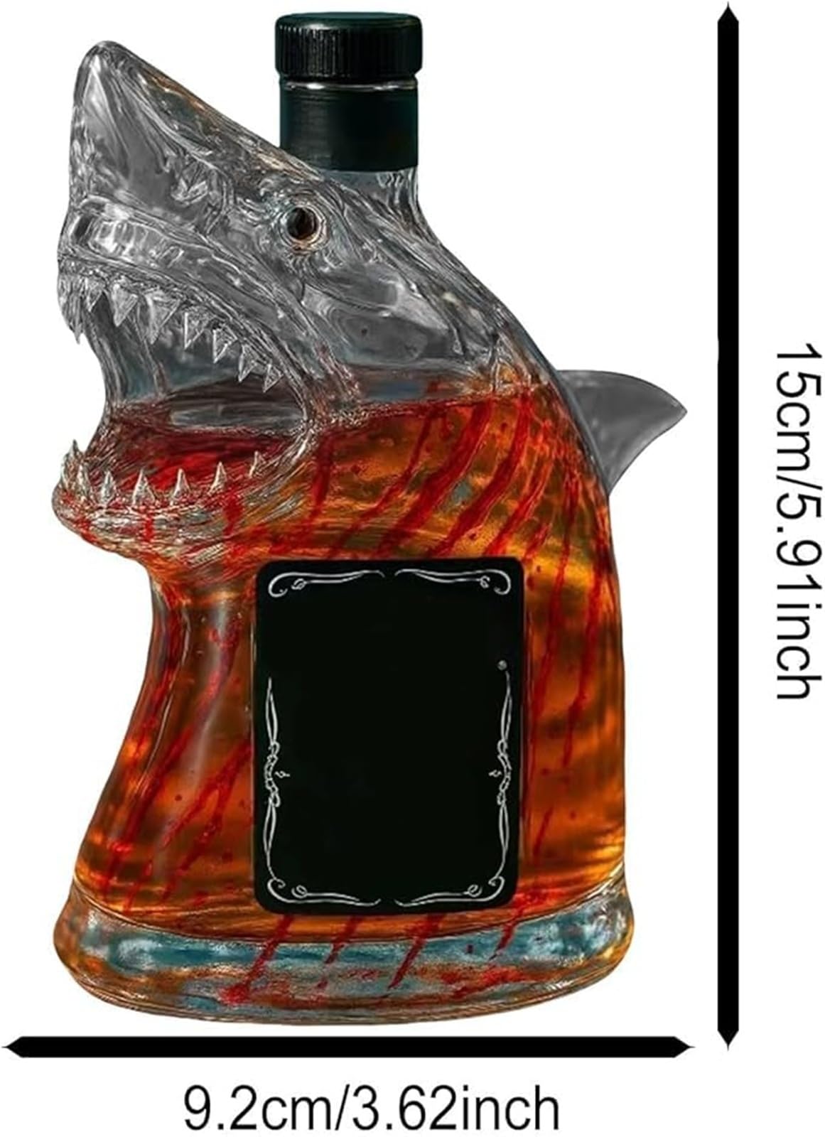 300 ml 3D figurka rekina w butelce wina, zabawna szklana karafka do whisky, figurki zwierząt, baru, biura(A)