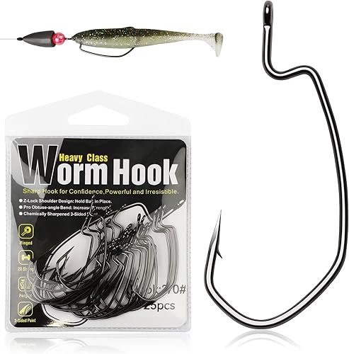 Dovesun EWG - Ganchos de gusano compensados de Texas Rig Hooks Bass Hooks 100 unidades50 ganchos de pesca para agua dulce y salada 1 # 10 20 30 40