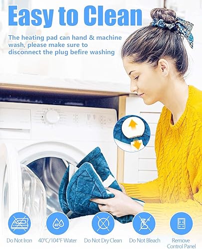 Miniatura 6 de Almohadilla térmica para cuello y hombros, 5 ajustes de calor de 2 horas de apagado automático de 2.4 libras, almohadilla térmica grande con peso