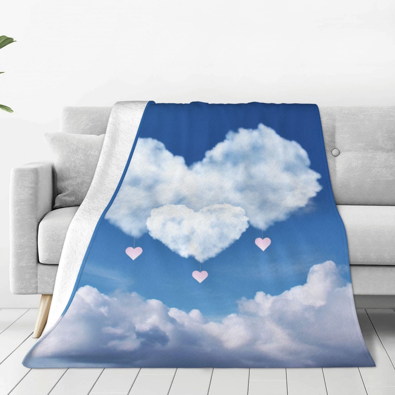 Couverture micro polaire pour lit et canapé au motif nuage ciel cocooning salon