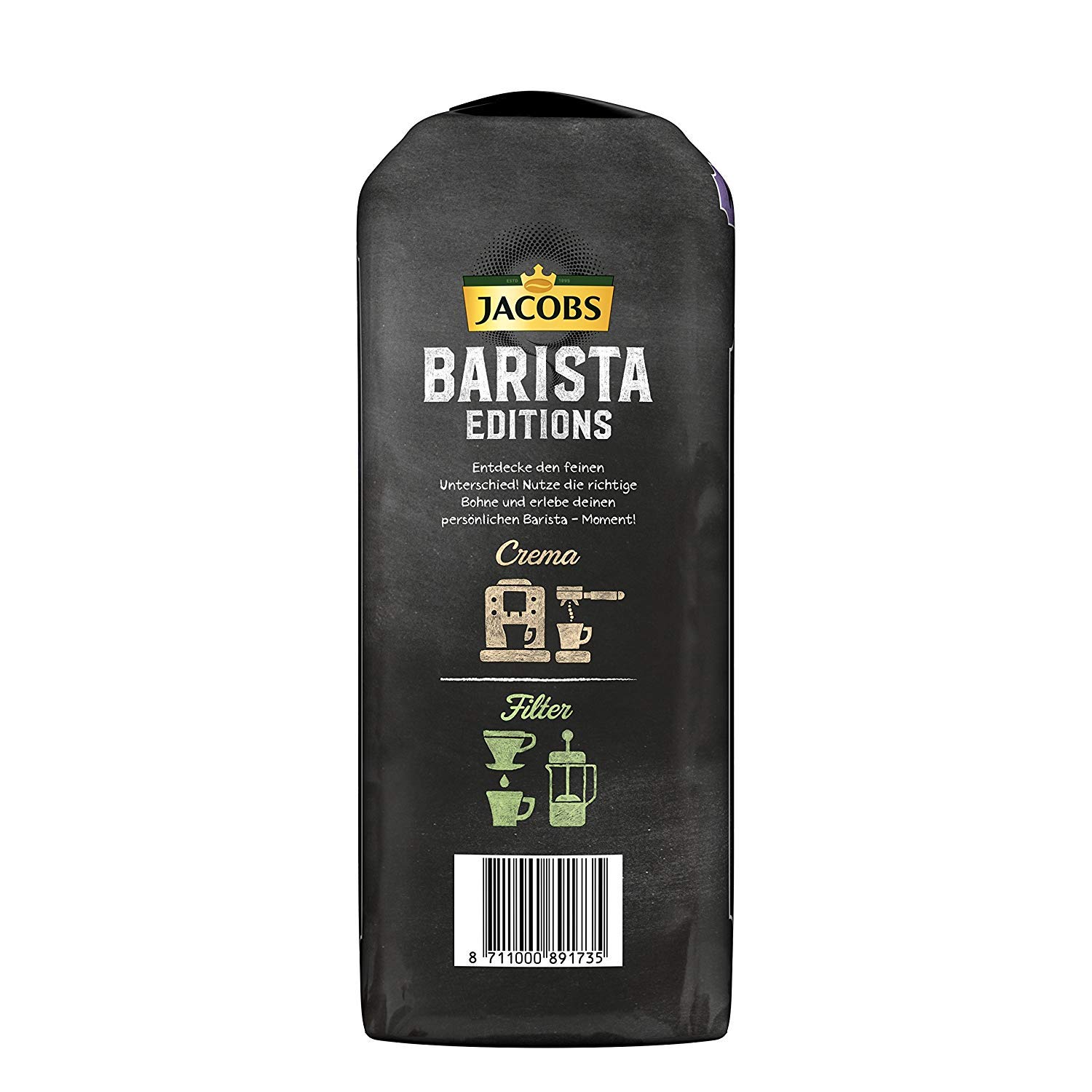 Jacobs Barista Editions Crema, Kaffee Ganze Bohne, 2 x 1 kg