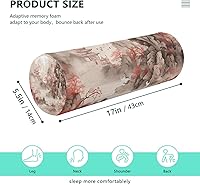 Vista 3 de Yuiboo Estilo de tinta china, almohada decorativa roja, almohada para el cuello, almohada redonda decorativa, cubierta de cilindro, soporte