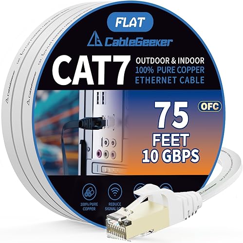 Miniatura 18 de Cable blindado Cat 7 para conexión de Ethernet (cable de la más alta velocidad), plano, tiene un conector RJ45 a prueba de enganche, para módem,