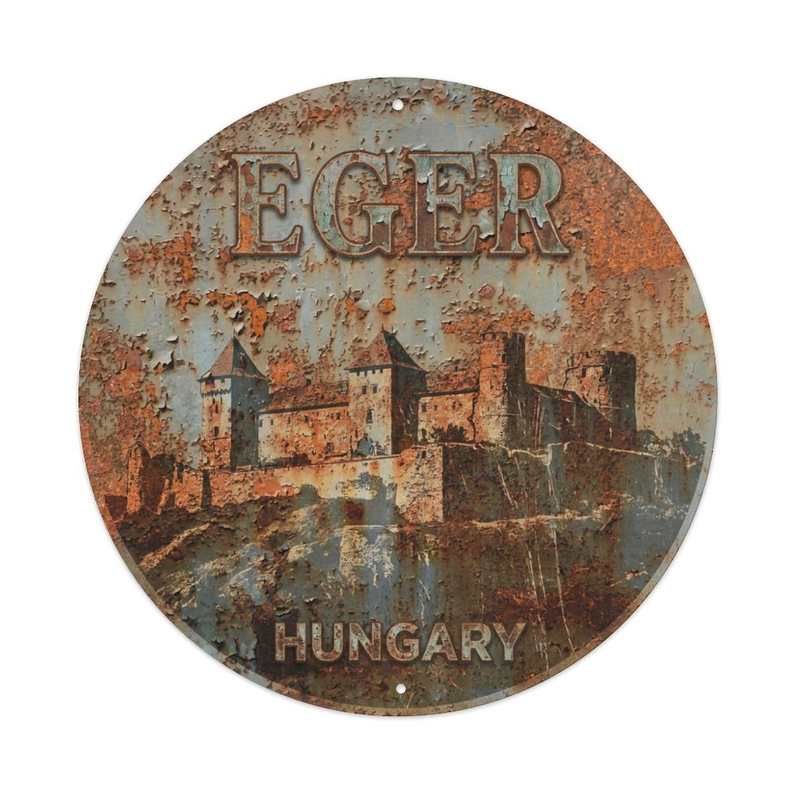 Galvaxio Style Hungary Retro Travel Eger Metal Tin Sign