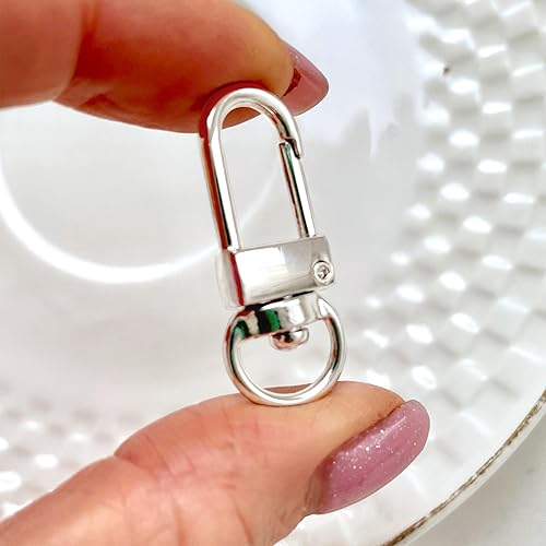 Miniatura 3 de Paquete de 20 cierres de mosquetón de metal dorado y plateado, ganchos giratorios de 360, cierres de garra para llaveros y manualidades de joyas,