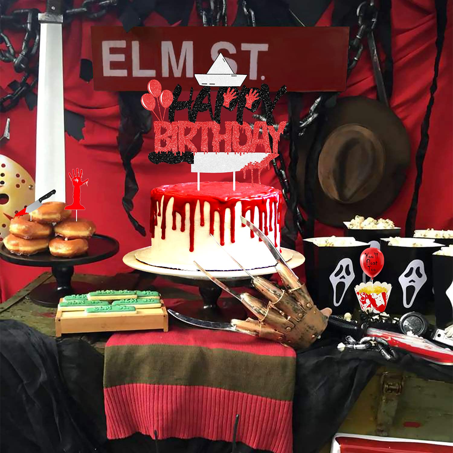 Décoration De Gâteau D'anniversaire « Have A Killer », Pic De Gâteau D'anniversaire Avec Armes Sanglantes Pour Fête De Film D'horreur, Halloween, Zombie Et Vampire