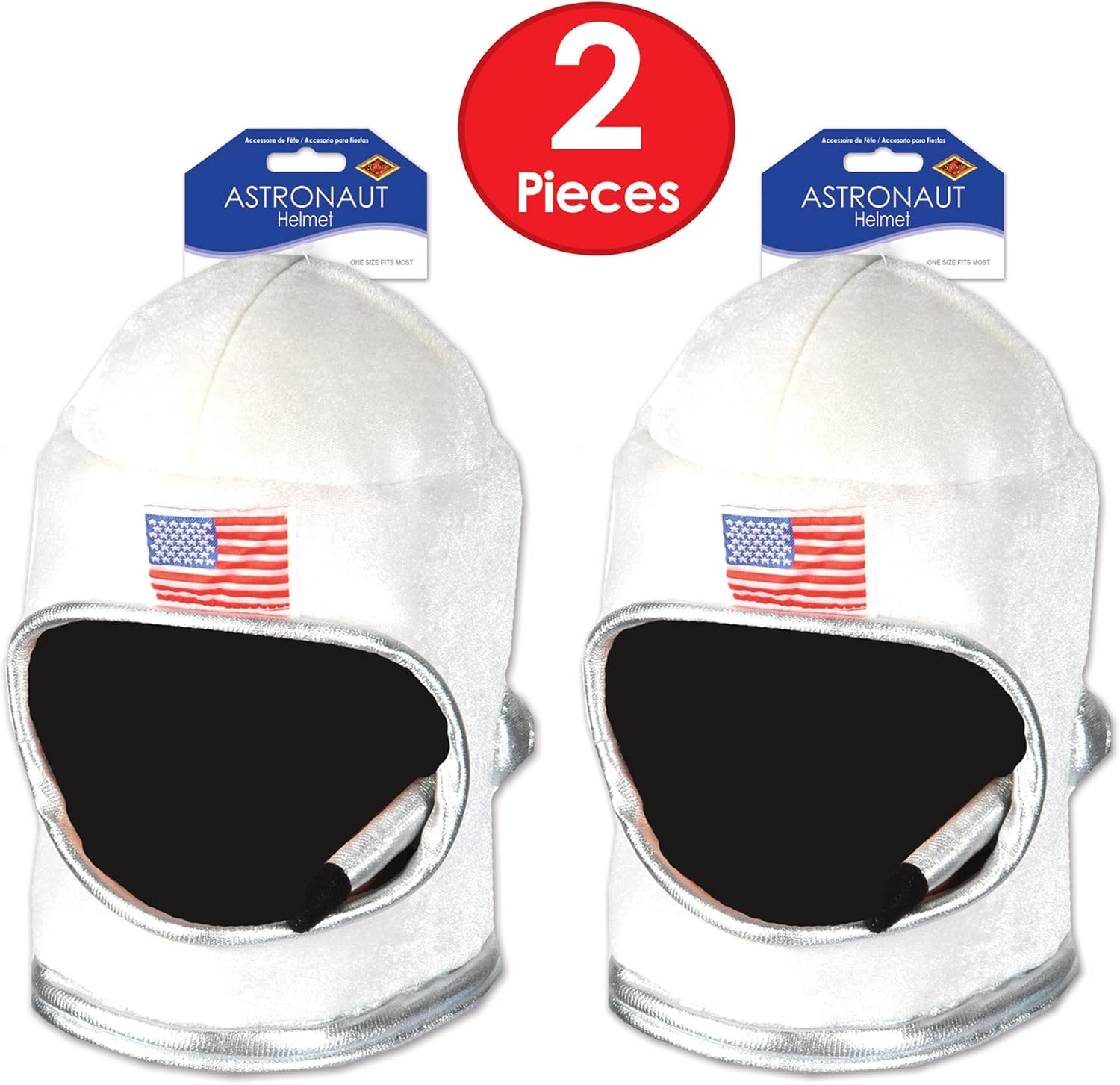 Beistle Unisex Plush Astronaut Helmet – Silver & White Headwear, Space Themed Party Supplies, Astro Pilot Dress Up