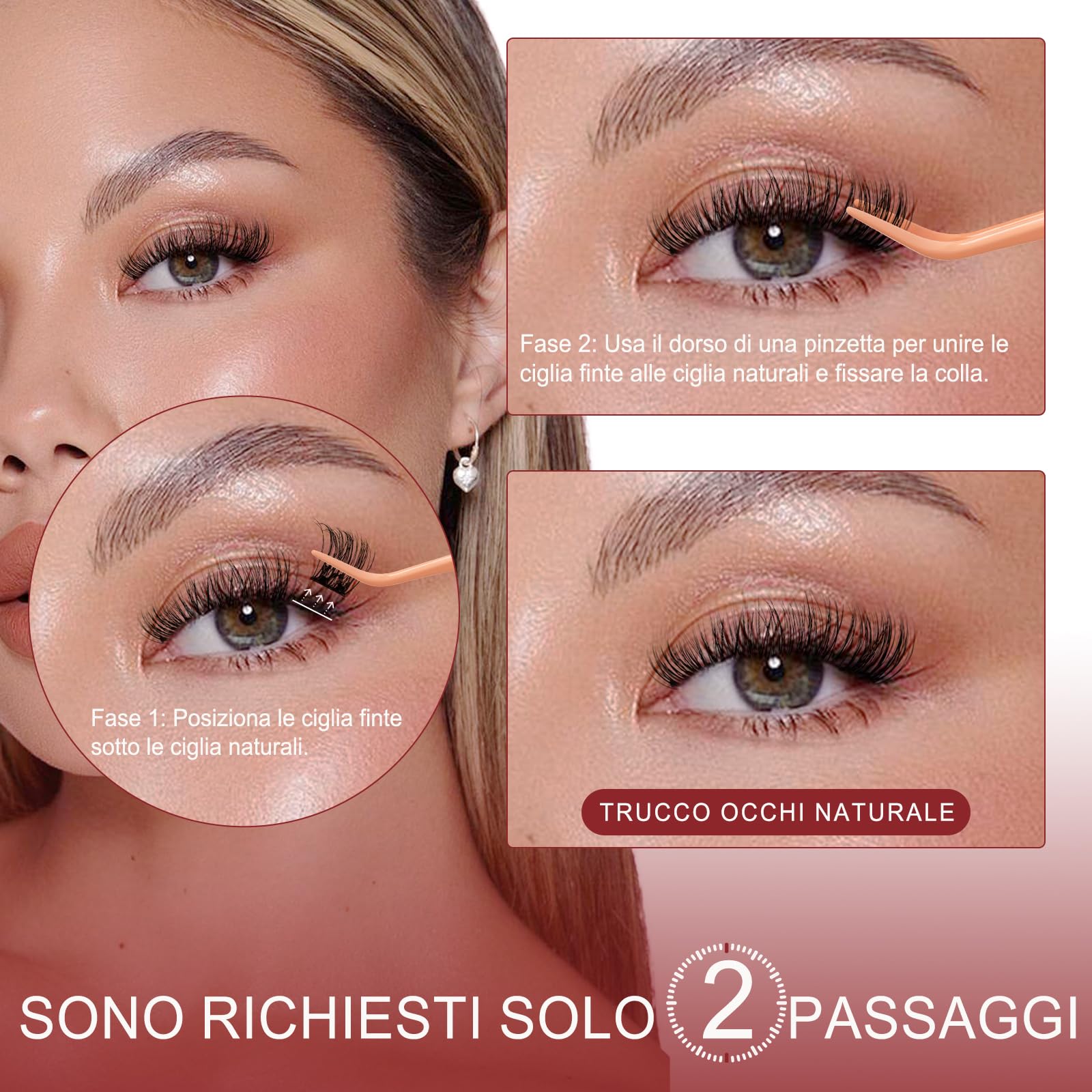 Higu Clace Ciglia Autoadesive, Ciuffetti Ciglia Finte Mix 10-16 Mm, Ciglie Finte Naturali, Ciglissime Press E Go Kit Senza Colla Adatto Ai Principianti(Natural)