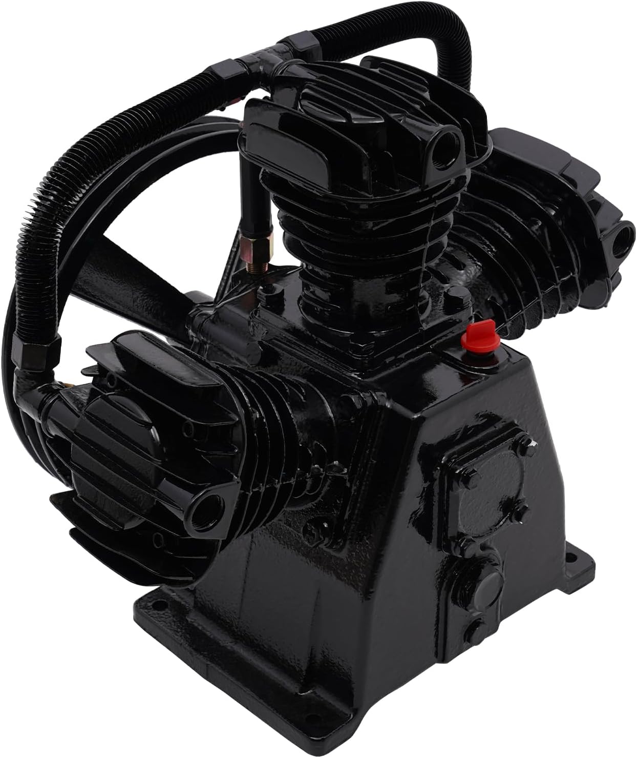Air Compressor Pump Head, 4-5HP 10-12CFM 115PSI Pressure, 3-Cylinder Oil Lubricated Air Compressor Piston Pump Head w/Triple Air Filters, Aluminum Air Compressor Pump Replacement